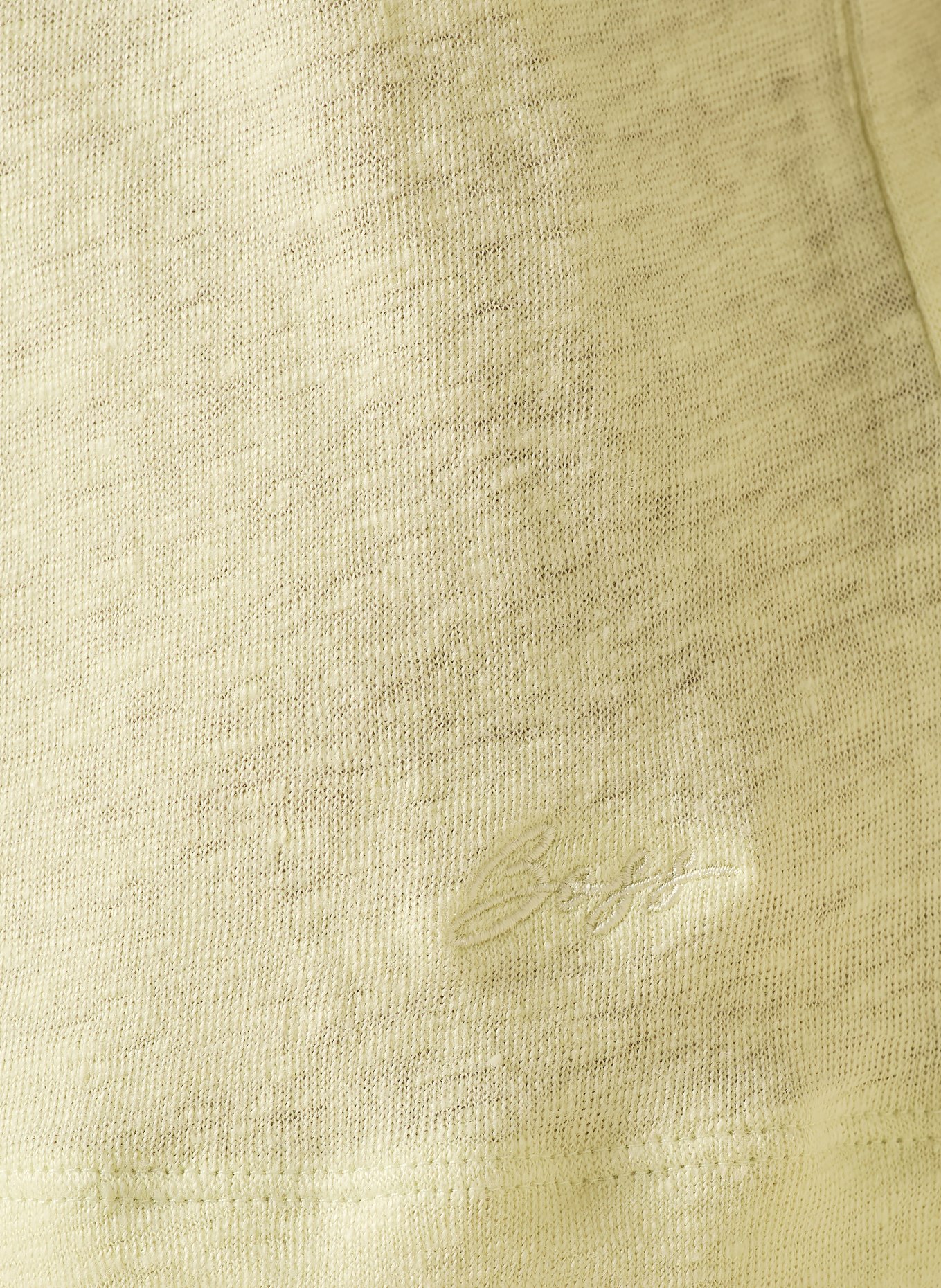 BOSS T-shirt EMMA van linnen: LICHTGEEL