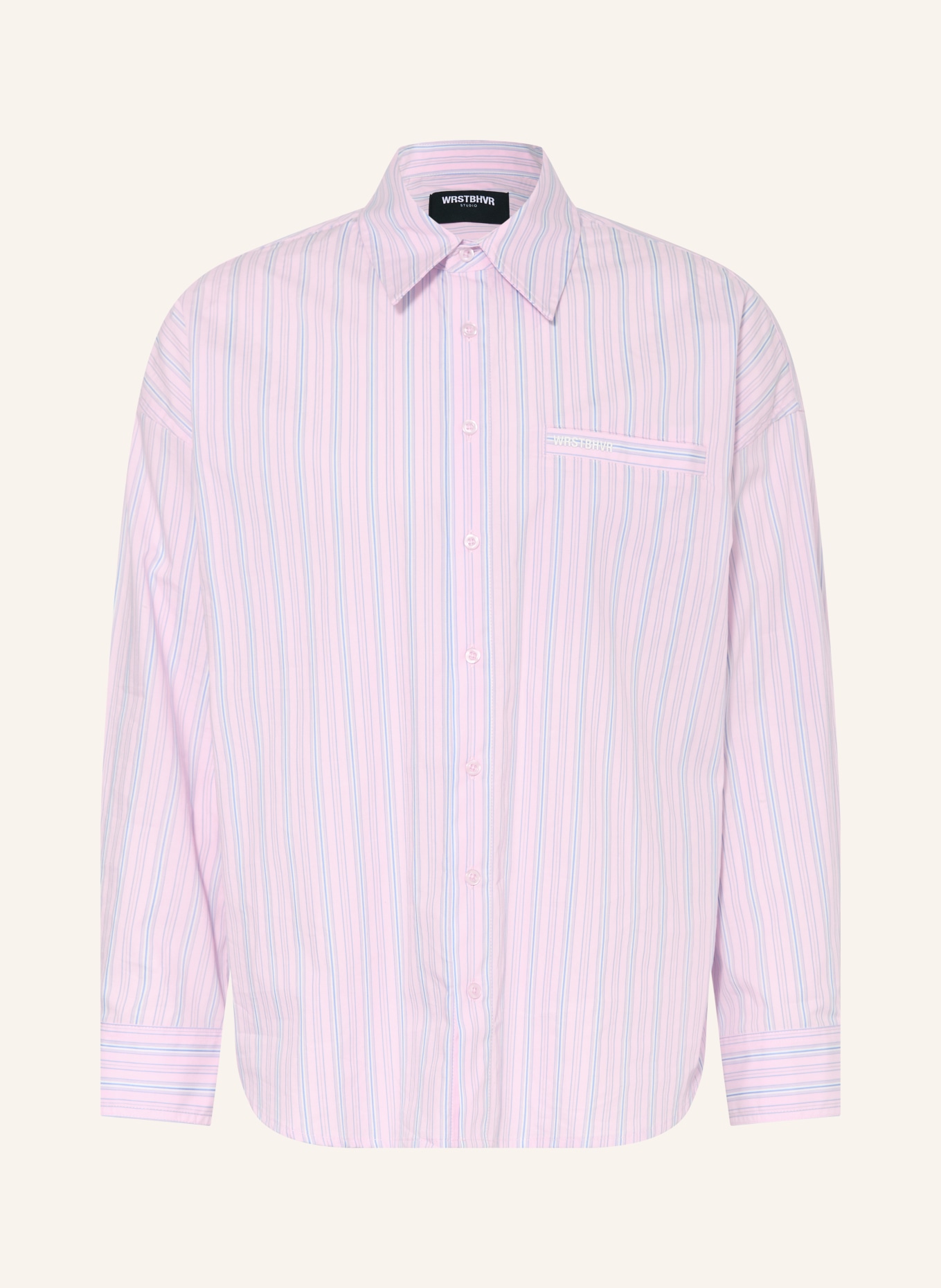 WRSTBHVR Oversized overhemd TAVI Comfort Fit: ROZE / LICHTBLAUW / WIT