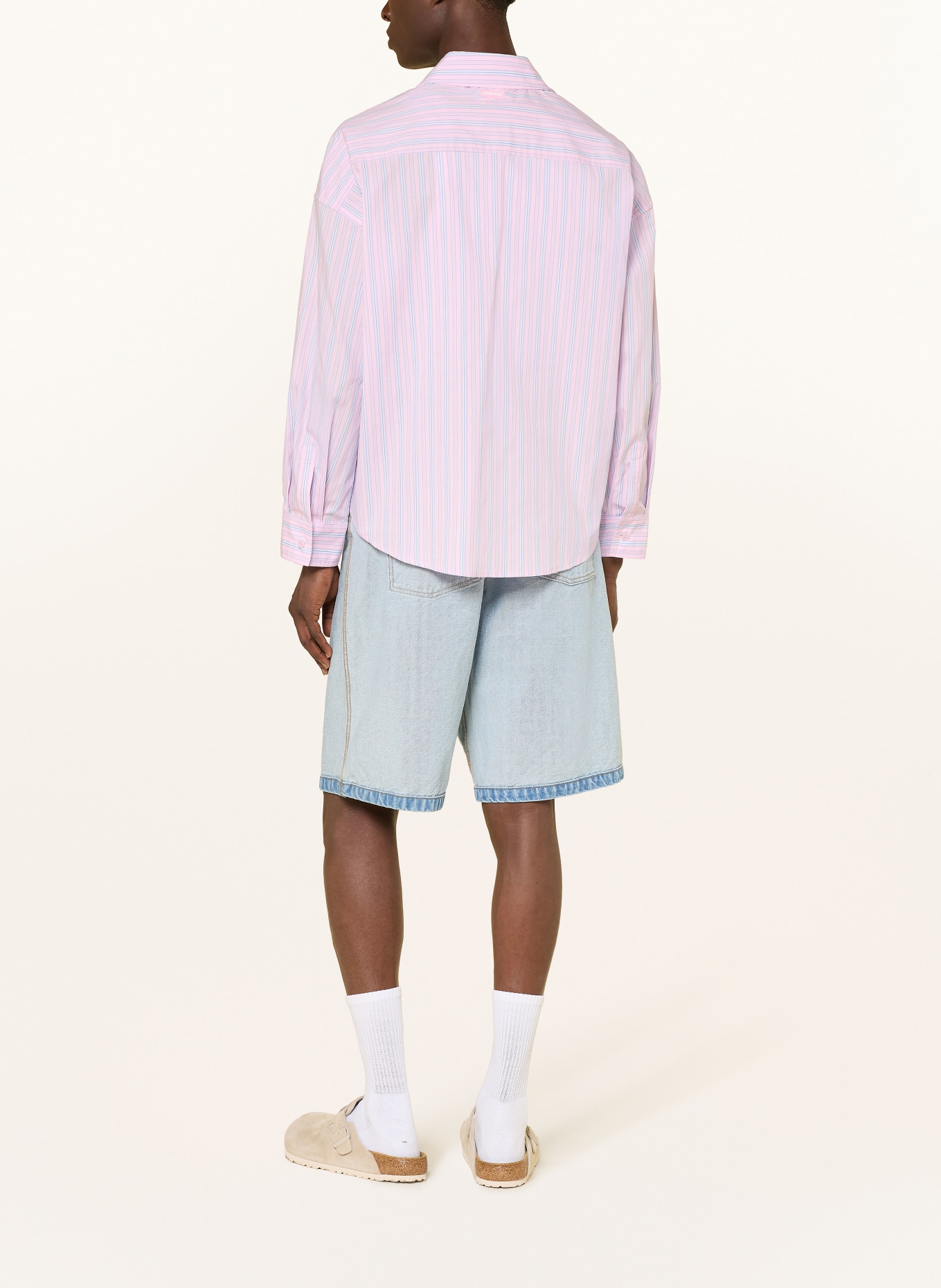 WRSTBHVR Oversized overhemd TAVI Comfort Fit: ROZE / LICHTBLAUW / WIT