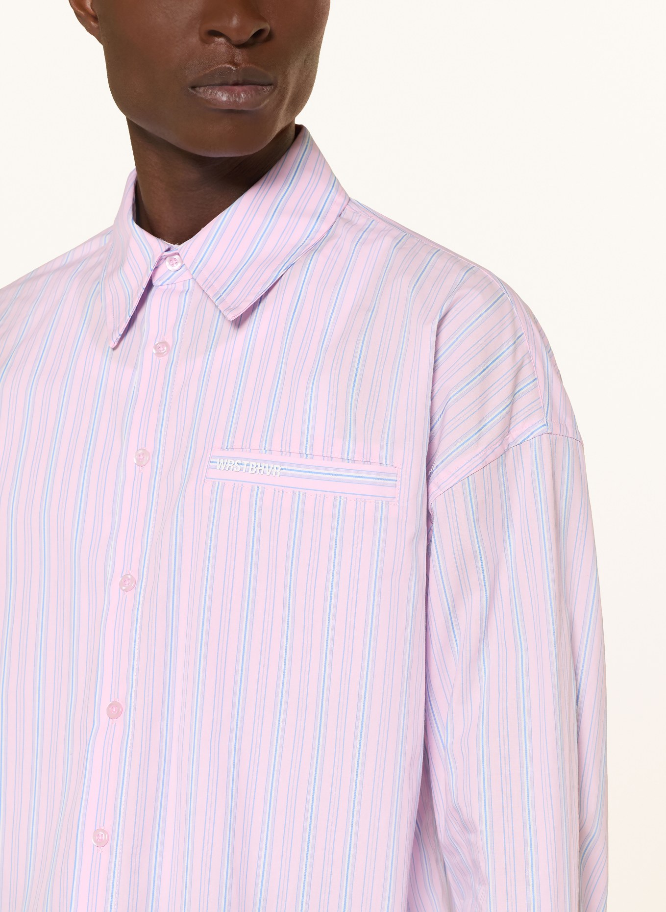 WRSTBHVR Oversized overhemd TAVI Comfort Fit: ROZE / LICHTBLAUW / WIT