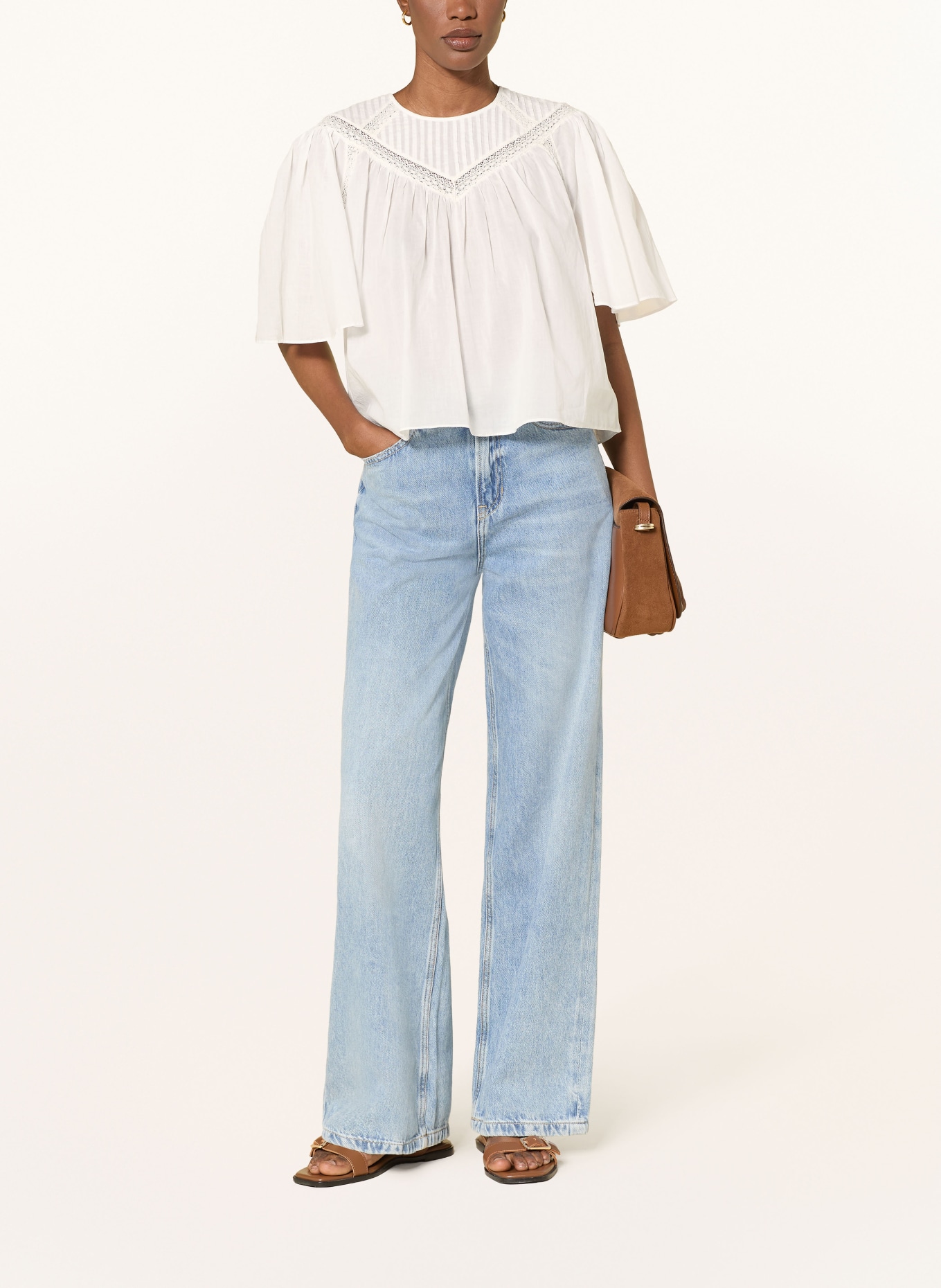 BOSS Blusenshirt BENZY mit Spitze: WEISS