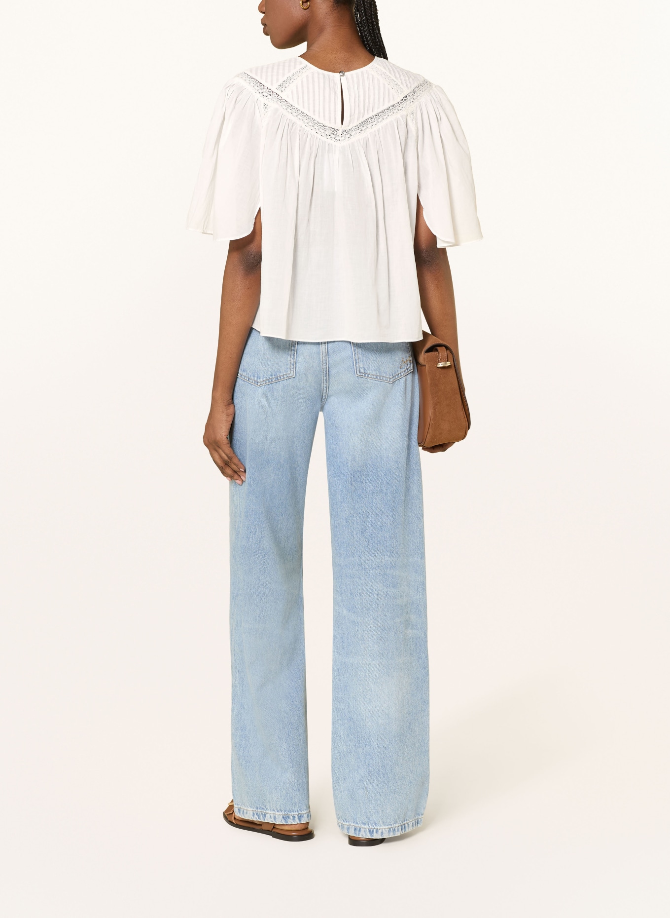 BOSS Blusenshirt BENZY mit Spitze: WEISS