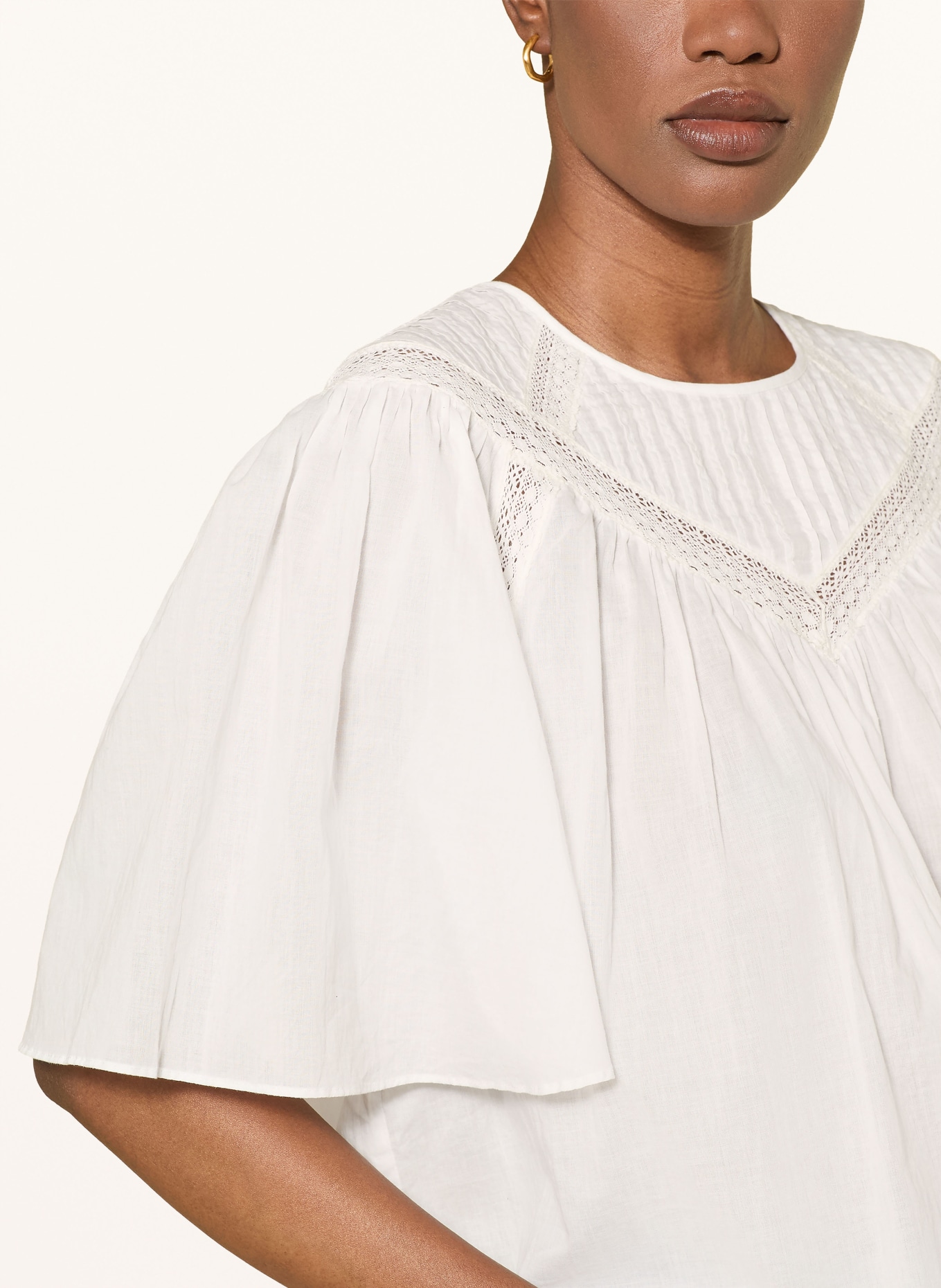 BOSS Blusenshirt BENZY mit Spitze: WEISS