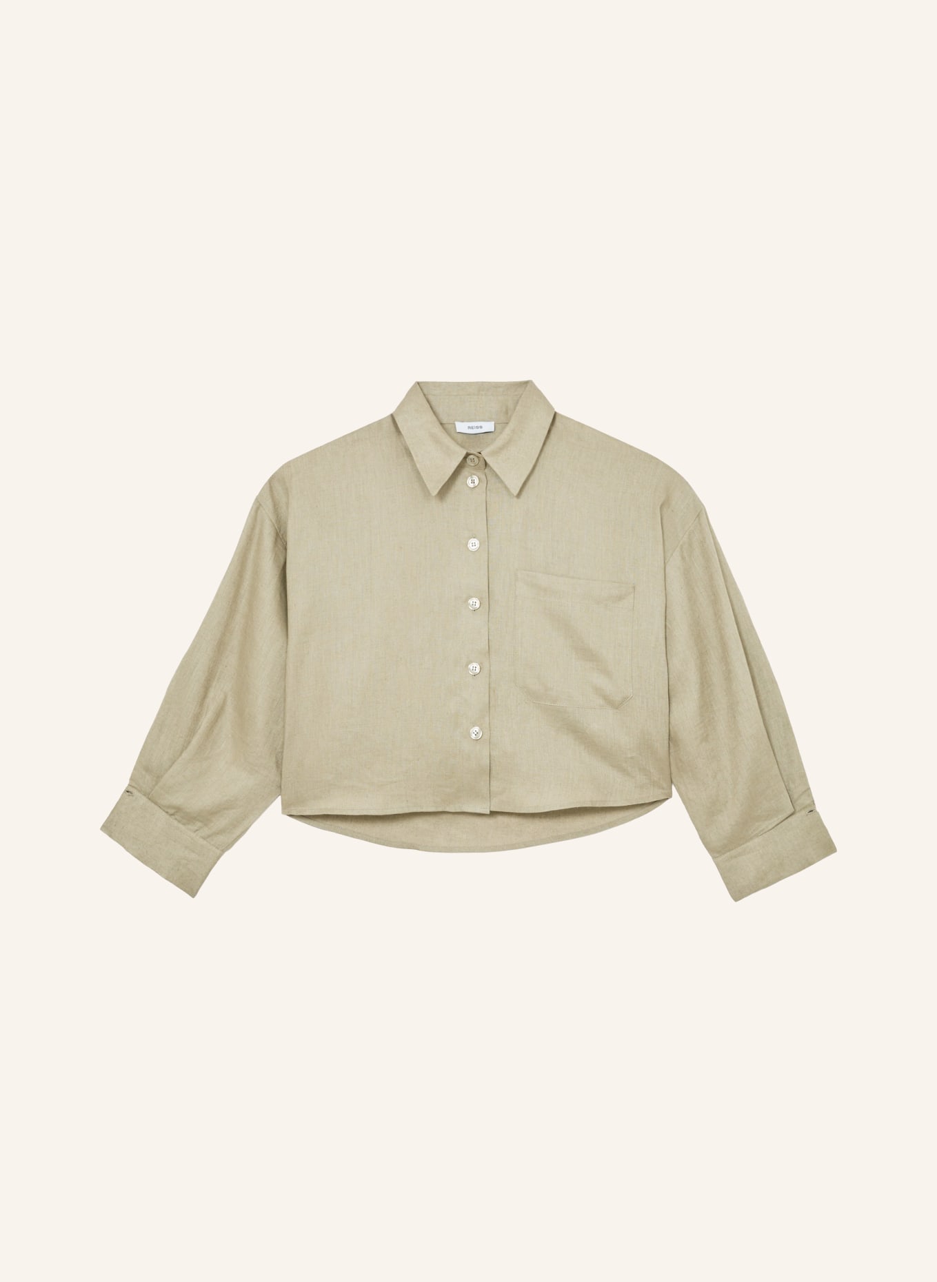 REISS Linen shirt blouse SOLENA: OLIVE