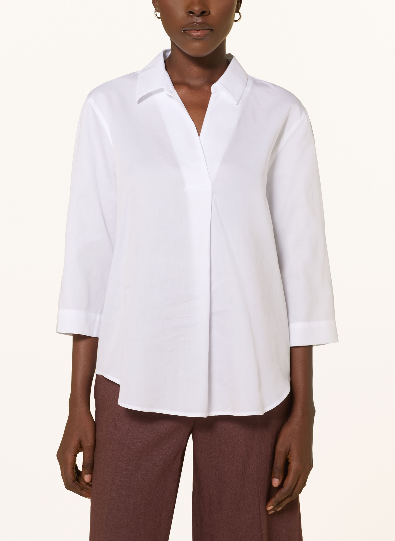 Soluzione Blouse-style shirt with 3/4 sleeves: WHITE