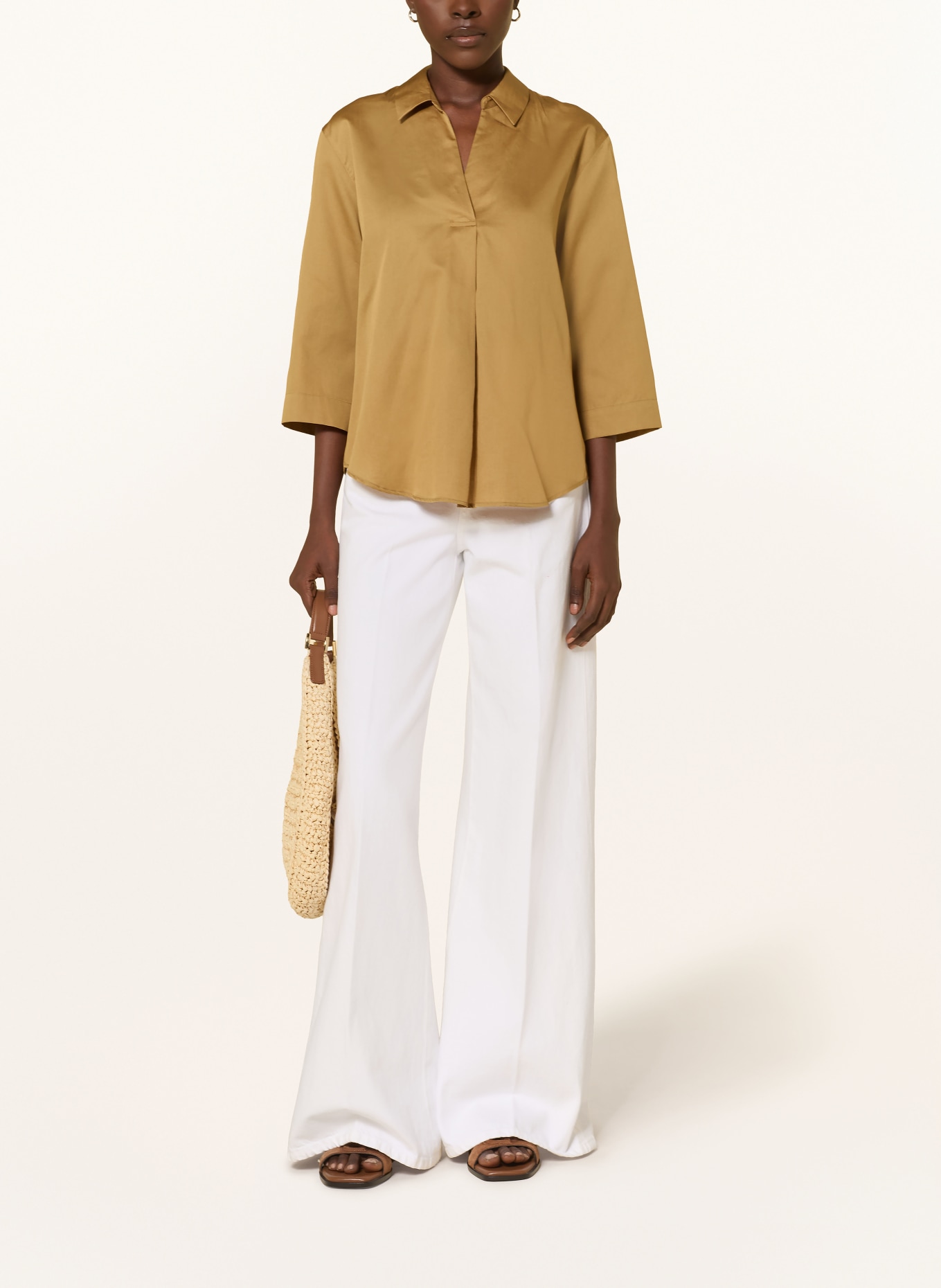 Soluzione Blouse-style shirt with 3/4 sleeves: CAMEL