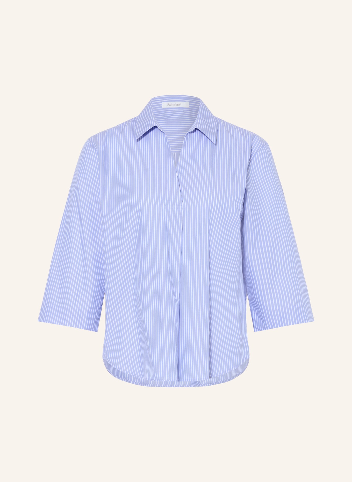 Soluzione Blusenshirt mit 3/4-Arm: HELLBLAU / WEISS