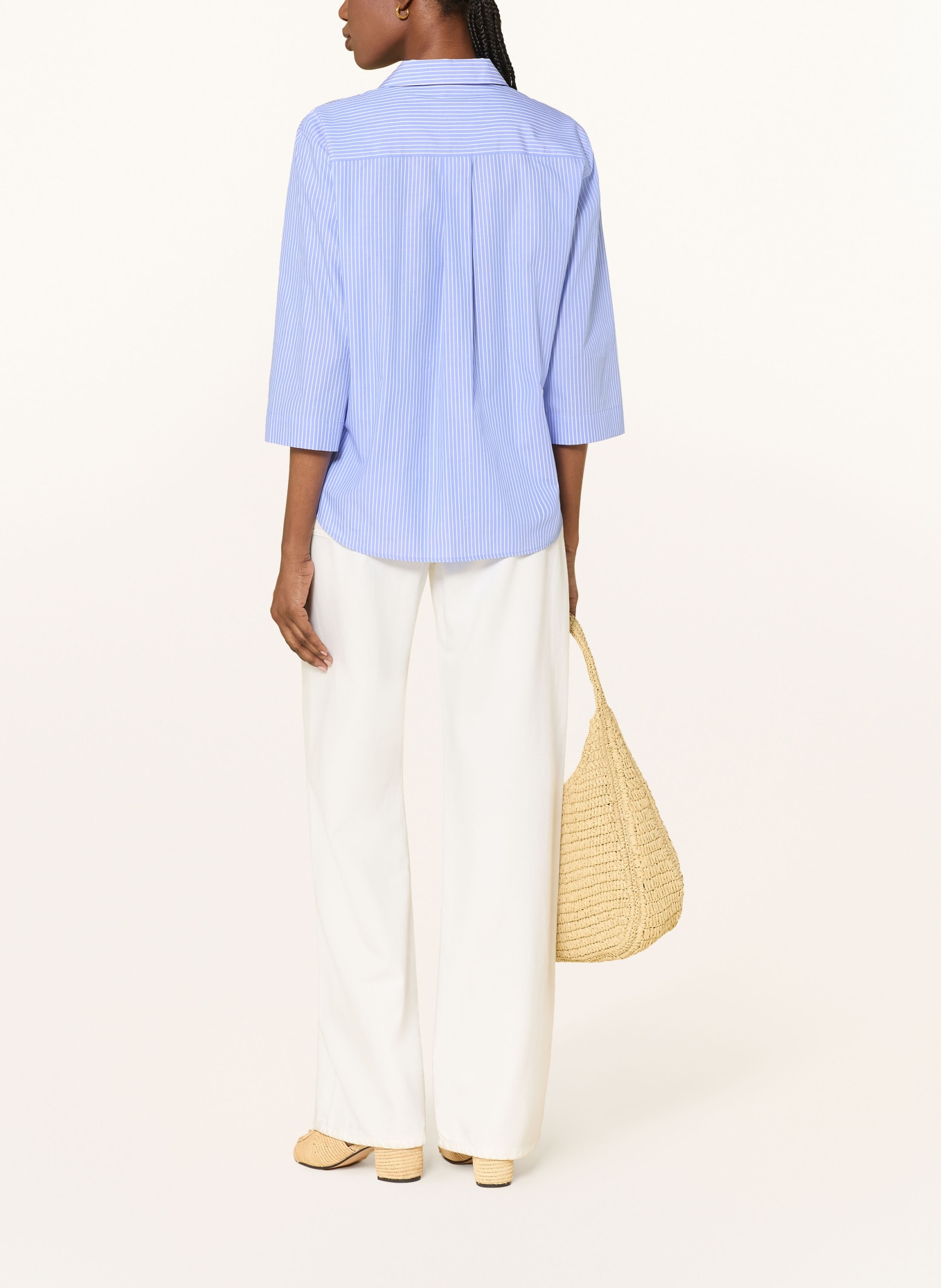 Soluzione Blusenshirt mit 3/4-Arm: HELLBLAU / WEISS