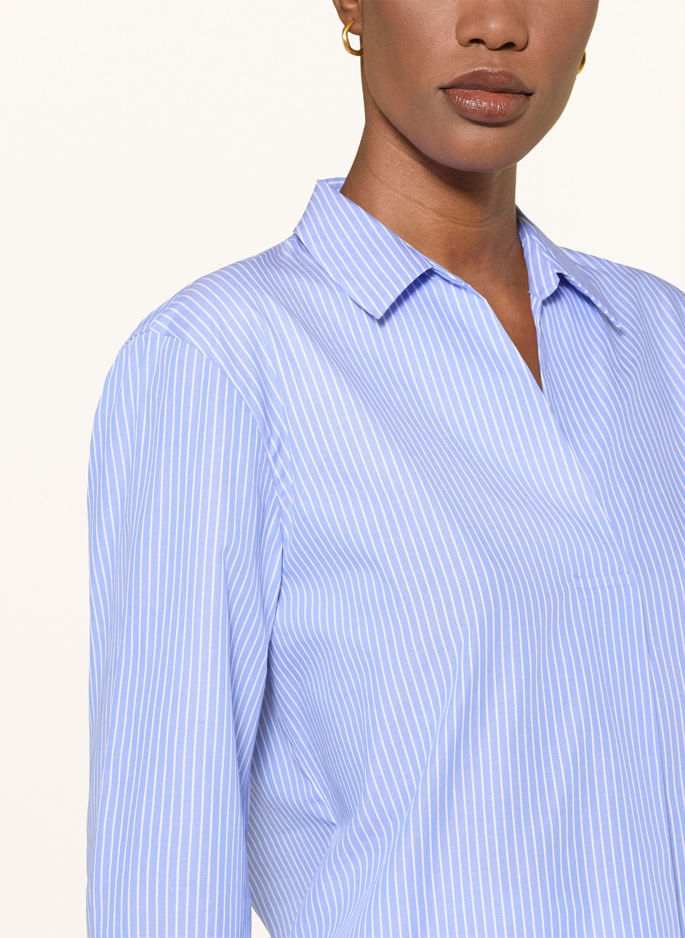 Soluzione Blusenshirt mit 3/4-Arm: HELLBLAU / WEISS