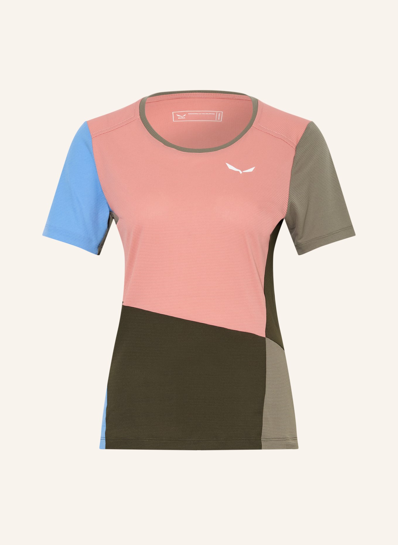 SALEWA Functioneel shirt PUEZ: LICHTORANJE / KAKI / LICHTBLAUW