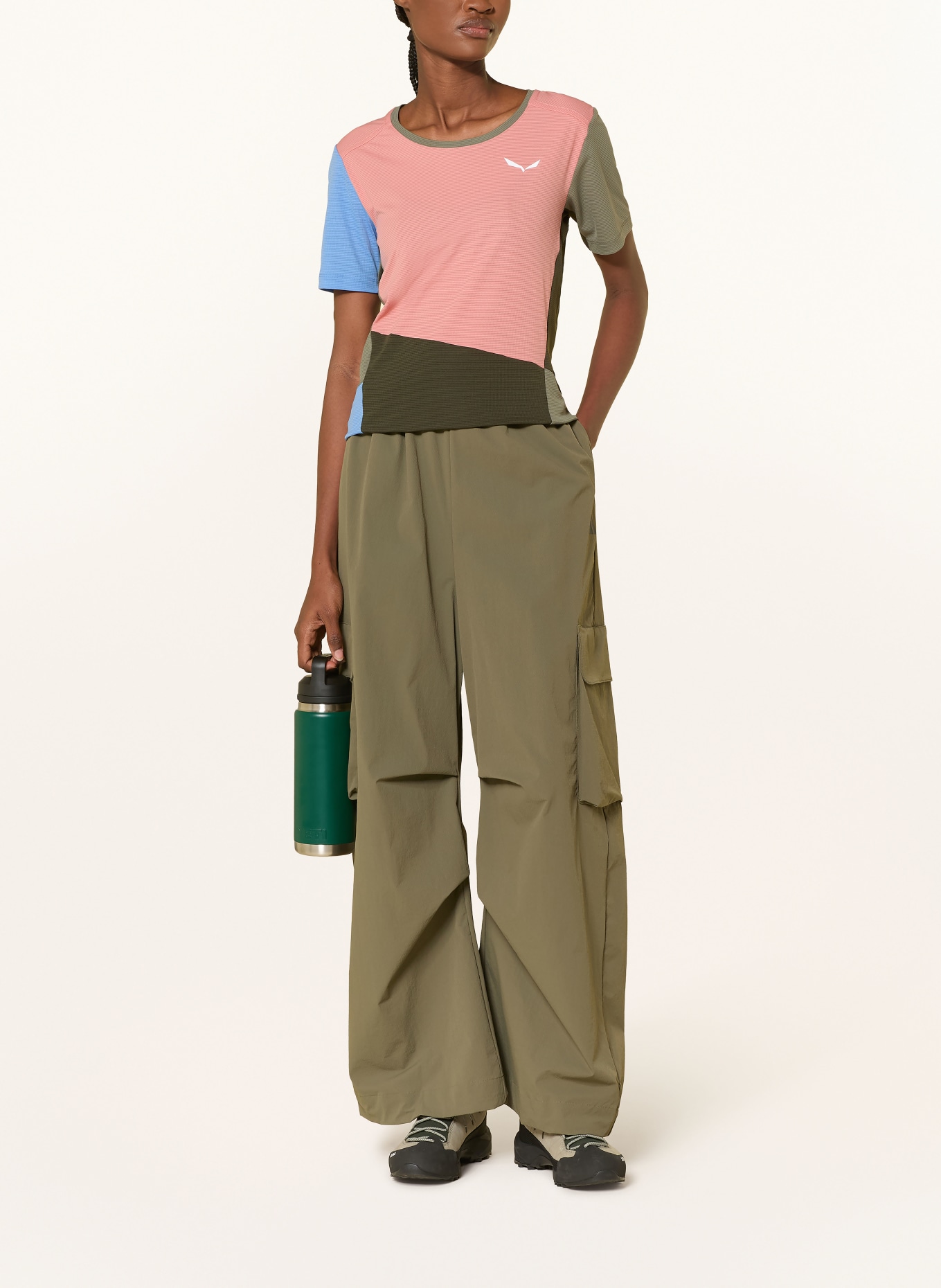 SALEWA Functioneel shirt PUEZ: LICHTORANJE / KAKI / LICHTBLAUW