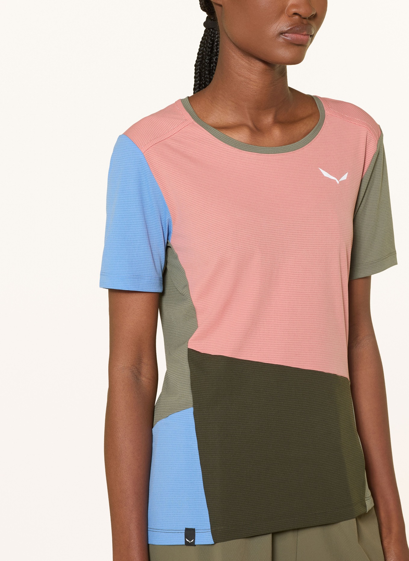 SALEWA Functioneel shirt PUEZ: LICHTORANJE / KAKI / LICHTBLAUW