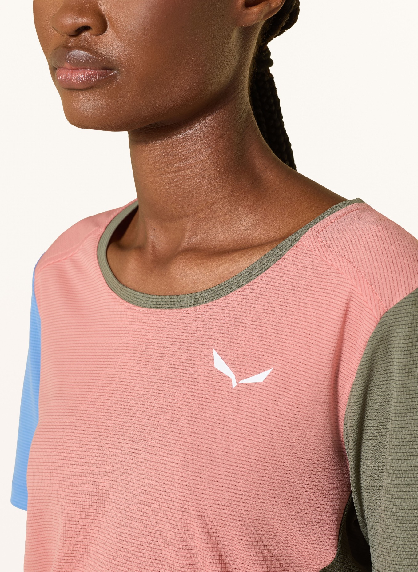 SALEWA Functioneel shirt PUEZ: LICHTORANJE / KAKI / LICHTBLAUW