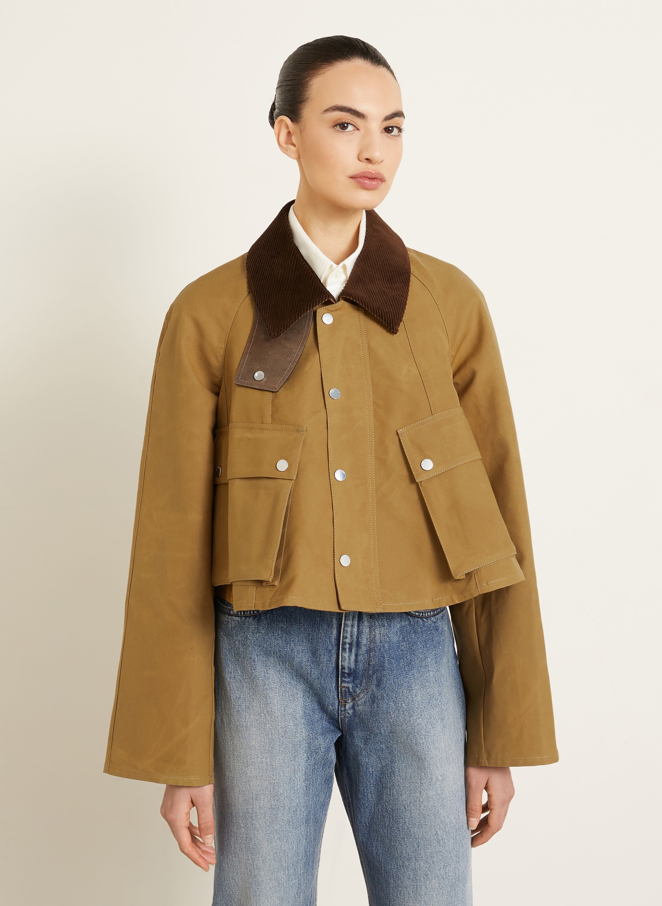 JW ANDERSON Cropped-Jacke BARN: COGNAC