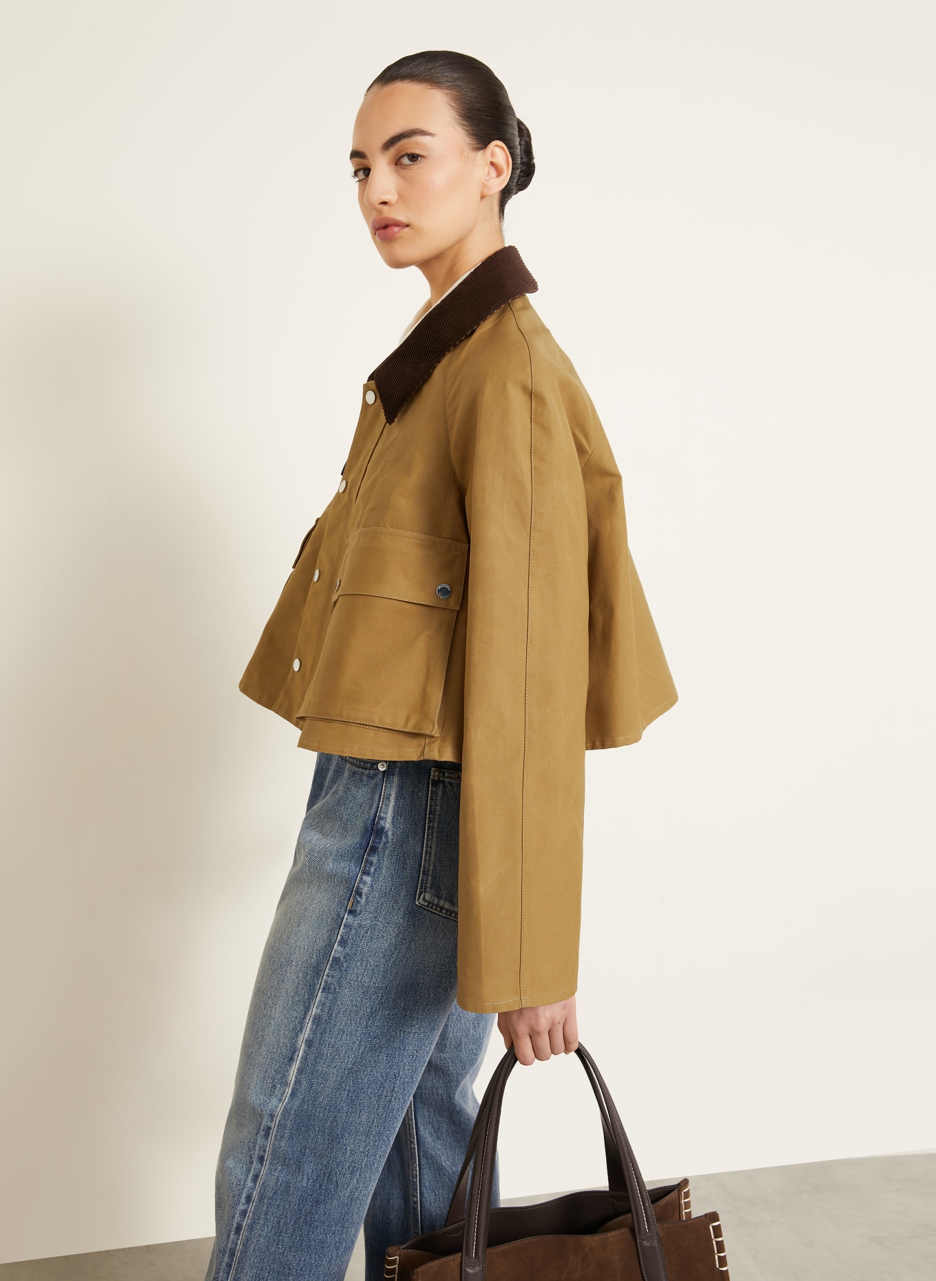 JW ANDERSON Cropped-Jacke BARN: COGNAC