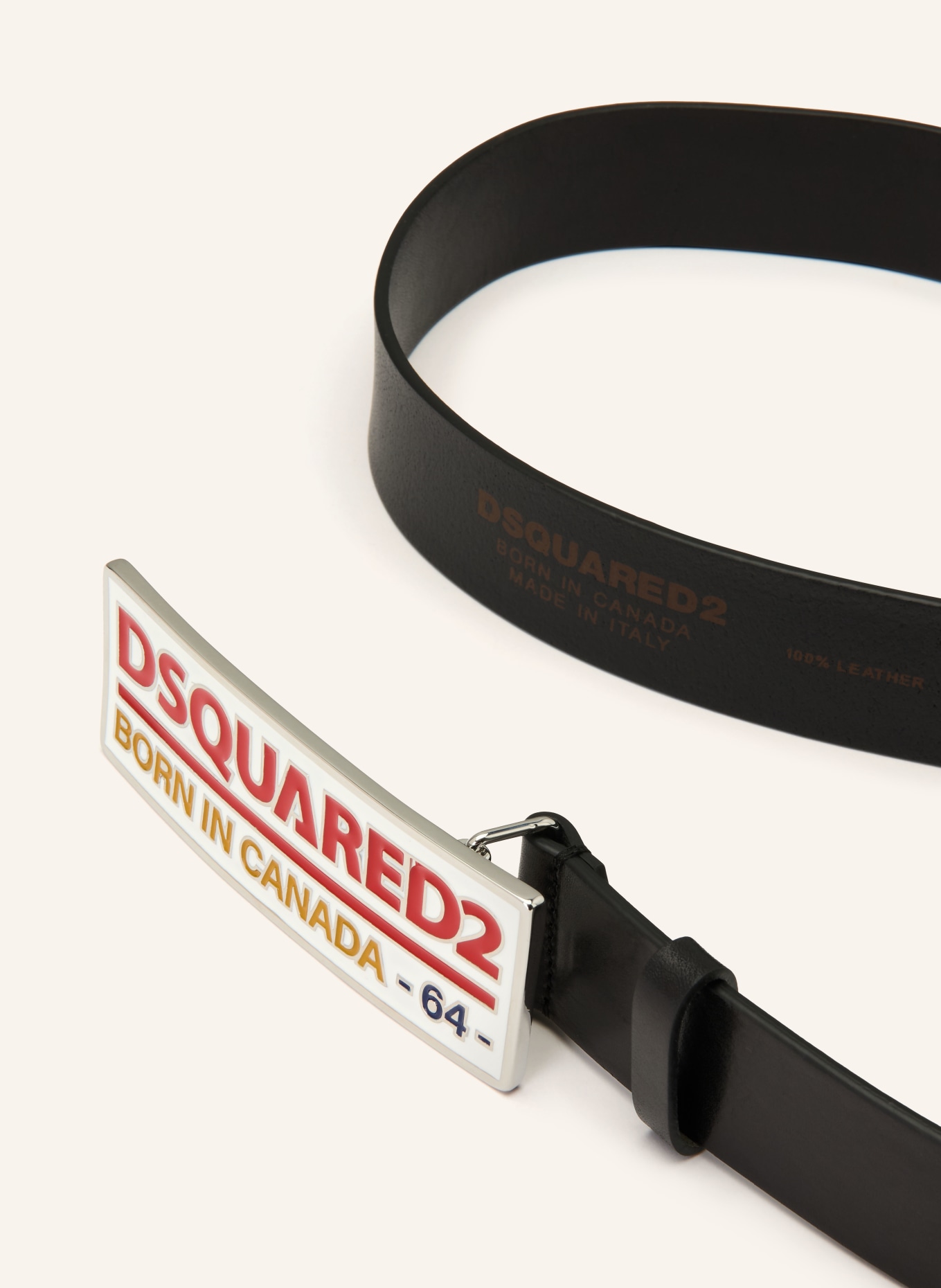 DSQUARED2 Leather belt: BLACK / SILVER
