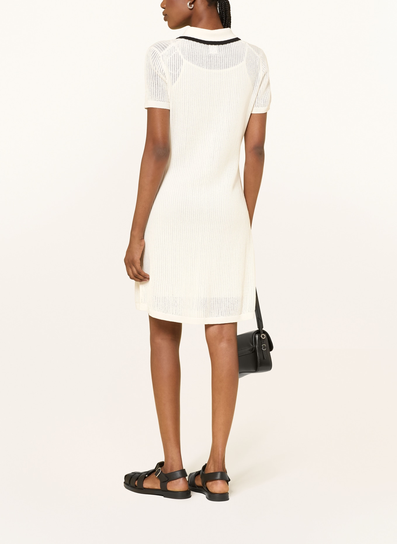 HUGO Strick-Polokleid SLYSY: CREME / SCHWARZ