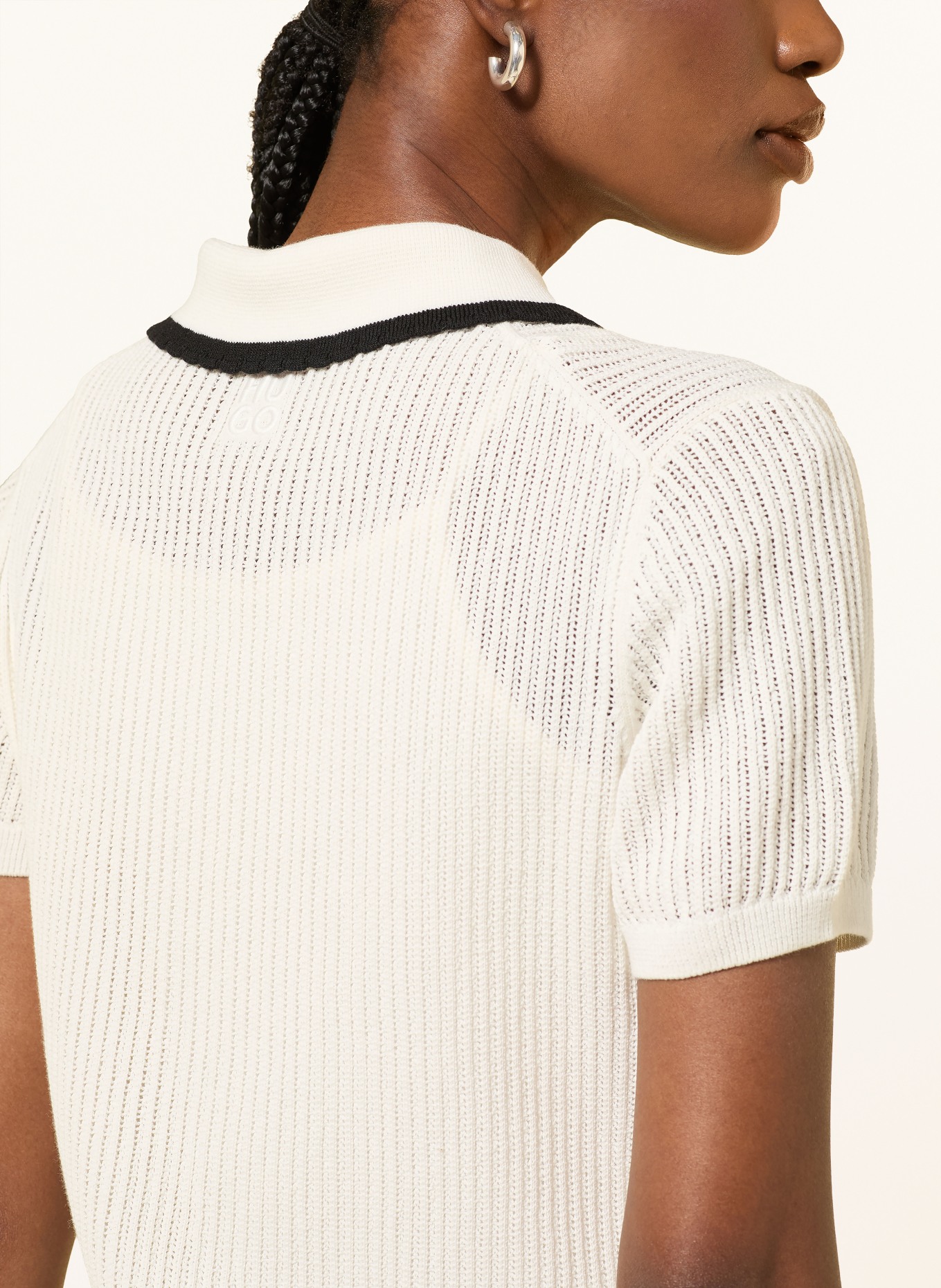 HUGO Strick-Polokleid SLYSY: CREME / SCHWARZ