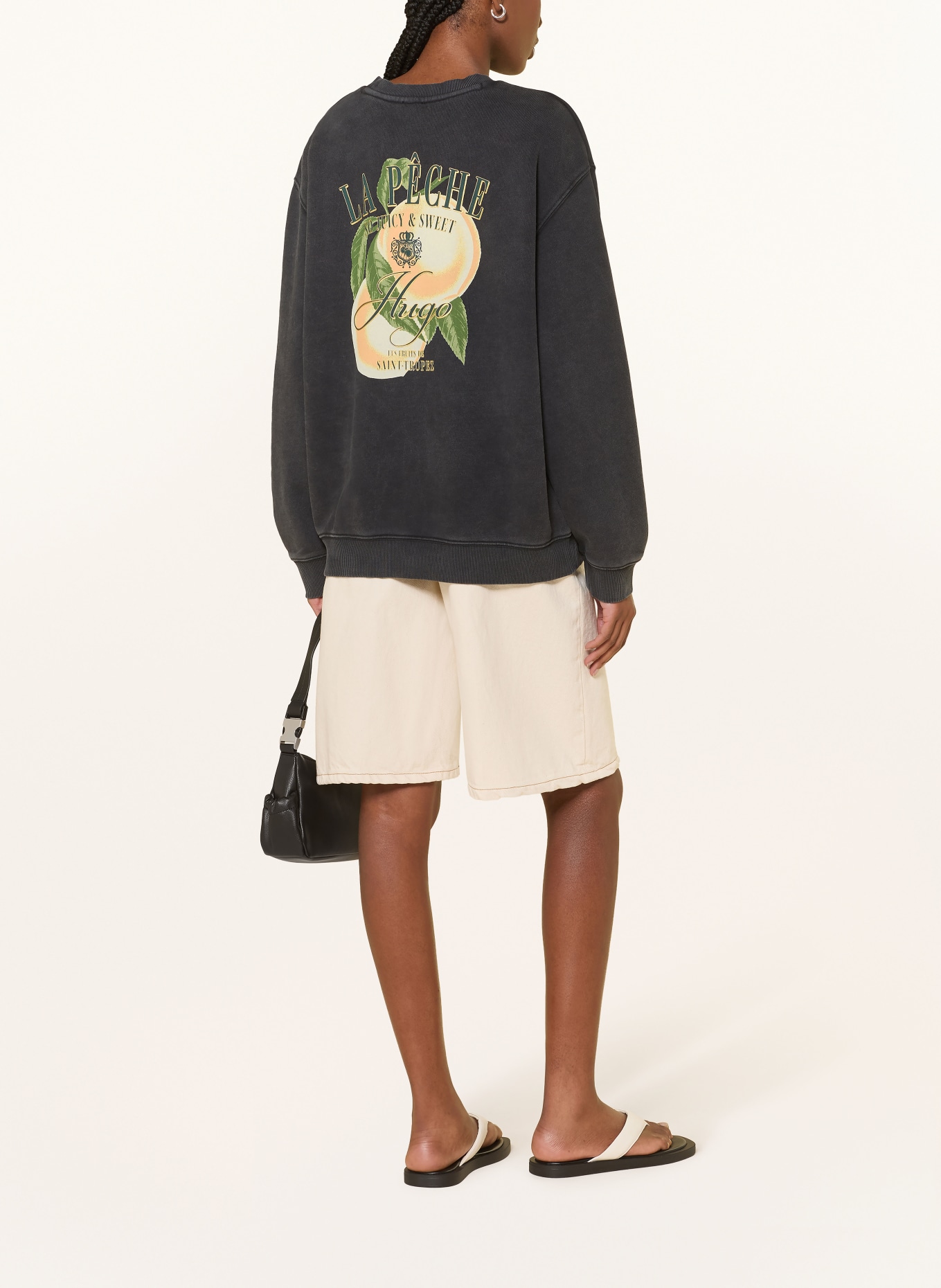 HUGO Sweatshirt: SCHWARZ / ORANGE / GRÜN