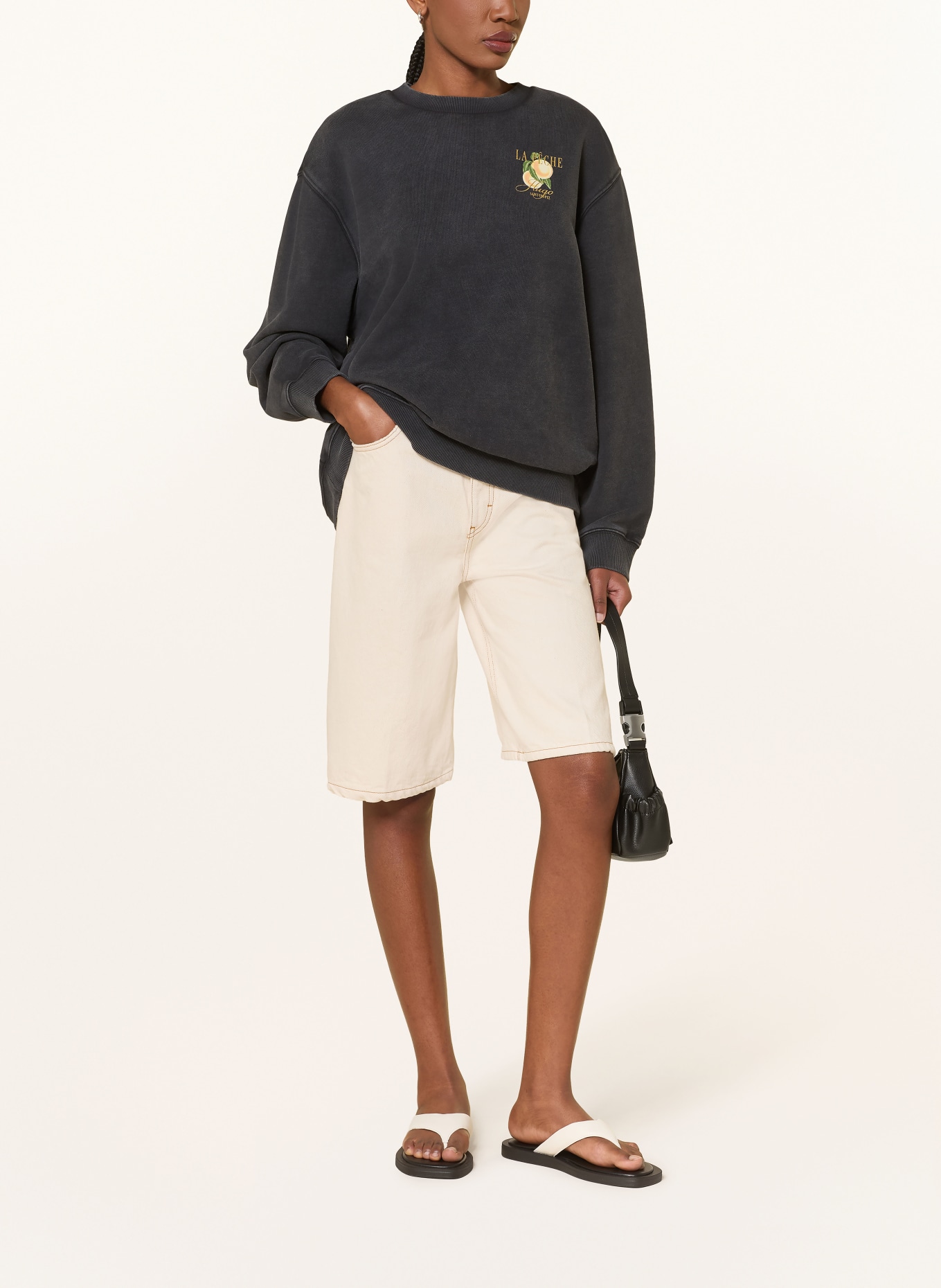 HUGO Sweatshirt: SCHWARZ / ORANGE / GRÜN