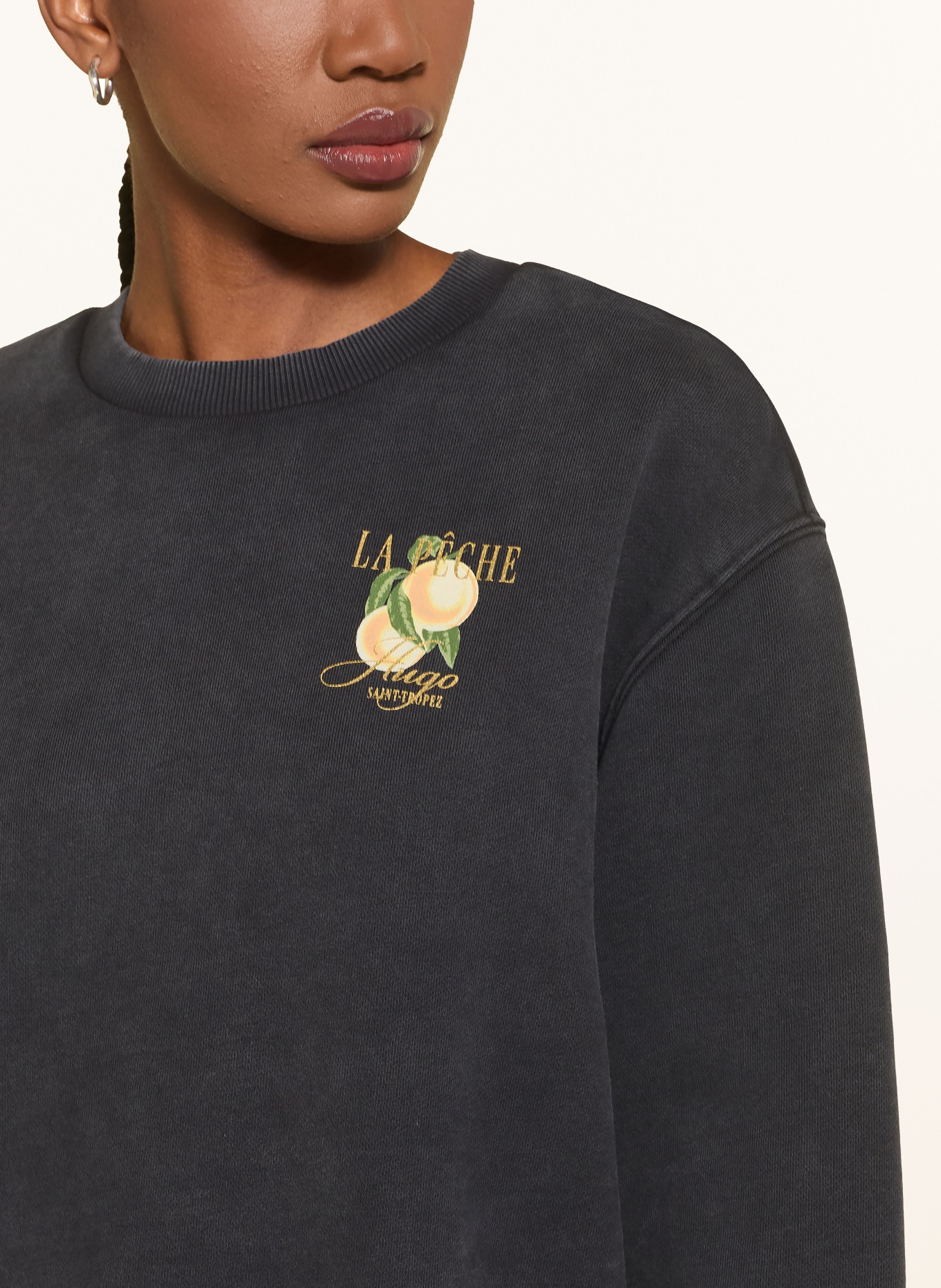 HUGO Sweatshirt: SCHWARZ / ORANGE / GRÜN