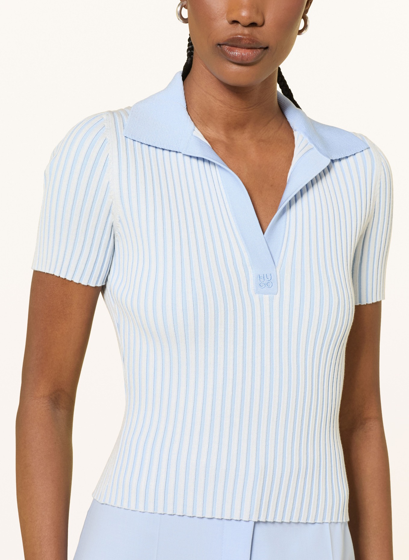 HUGO SUNSYRA Knit Polo Shirt: LIGHT BLUE