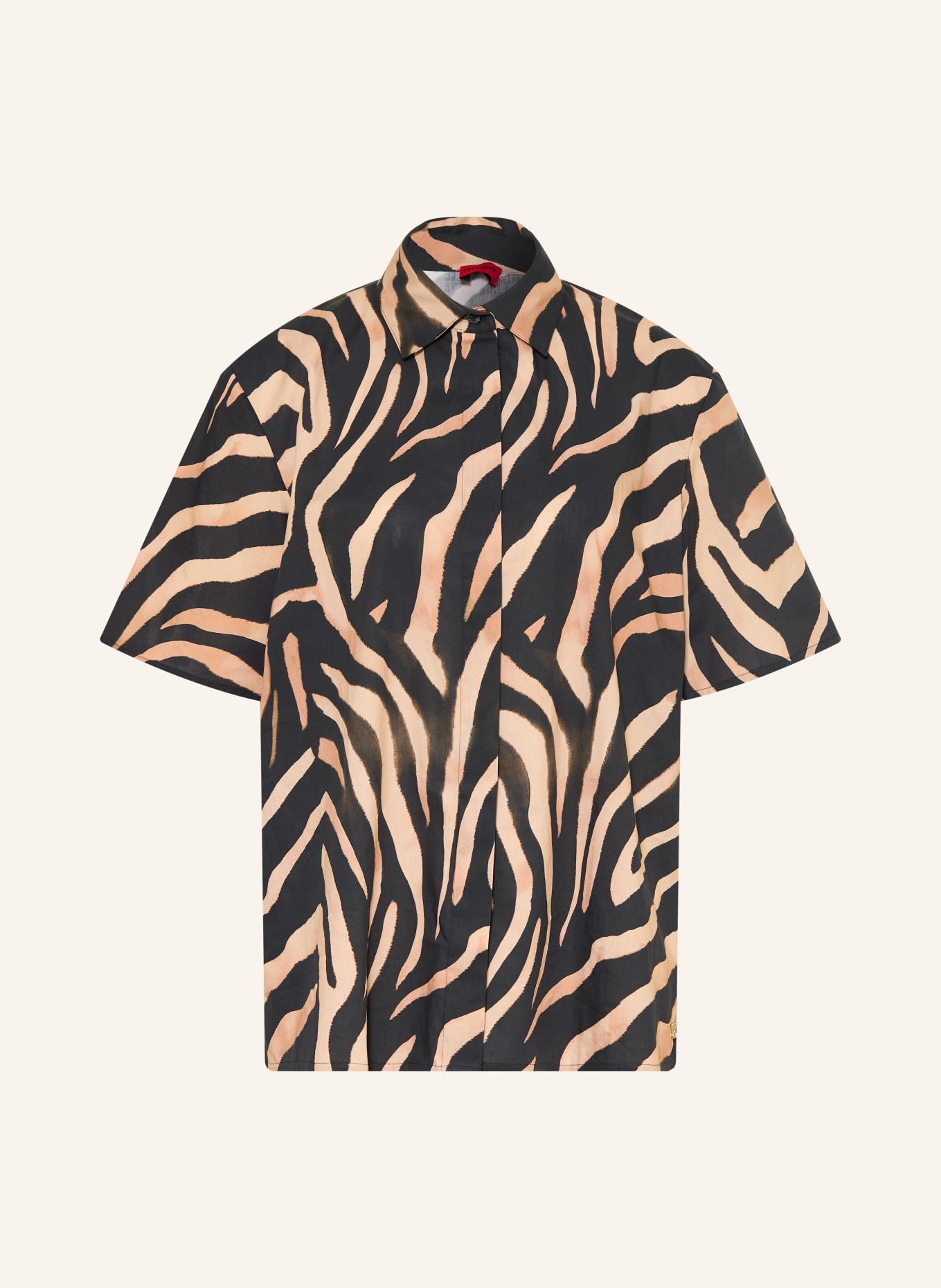 HUGO Hemdbluse CAMULE: SCHWARZ / HELLBRAUN / BEIGE