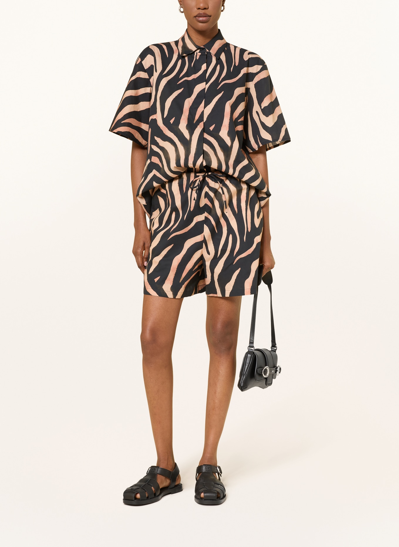 HUGO Hemdbluse CAMULE: SCHWARZ / HELLBRAUN / BEIGE