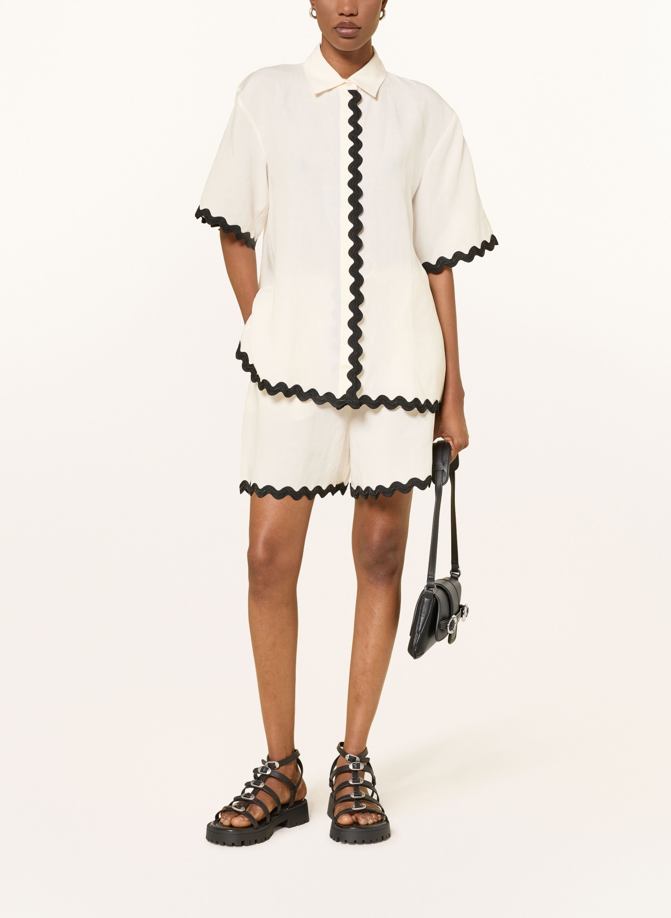 HUGO Hemdbluse CAMULE mit 3/4-Arm: WEISS / SCHWARZ