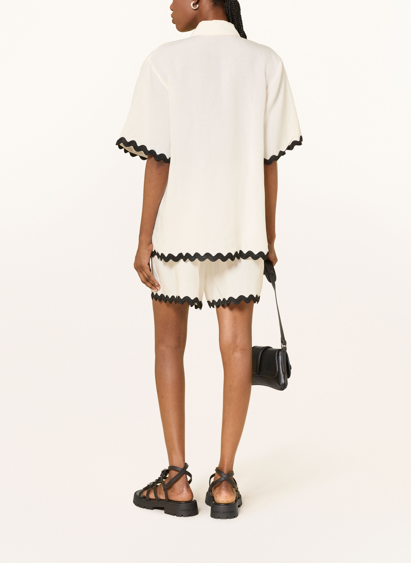 HUGO Hemdbluse CAMULE mit 3/4-Arm: WEISS / SCHWARZ