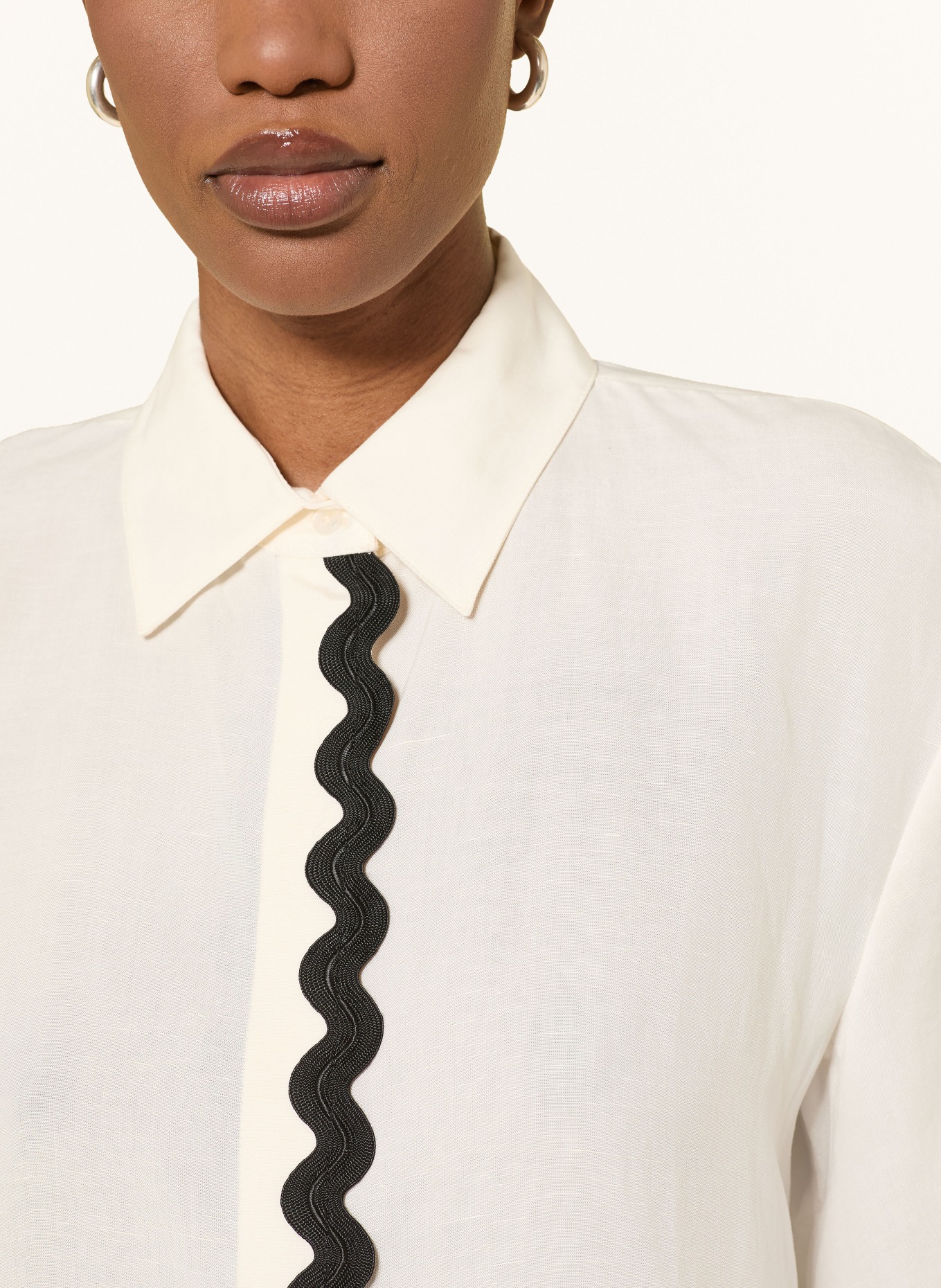 HUGO Hemdbluse CAMULE mit 3/4-Arm: WEISS / SCHWARZ