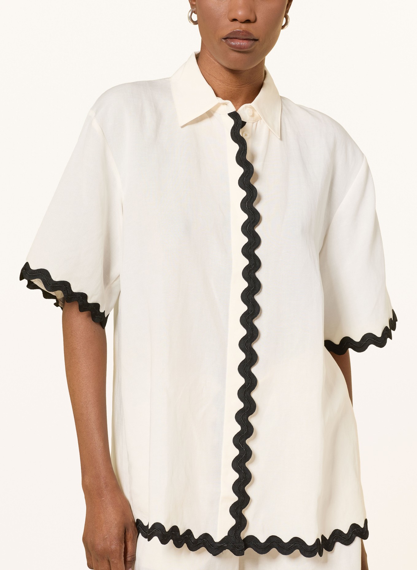 HUGO Hemdbluse CAMULE mit 3/4-Arm: WEISS / SCHWARZ