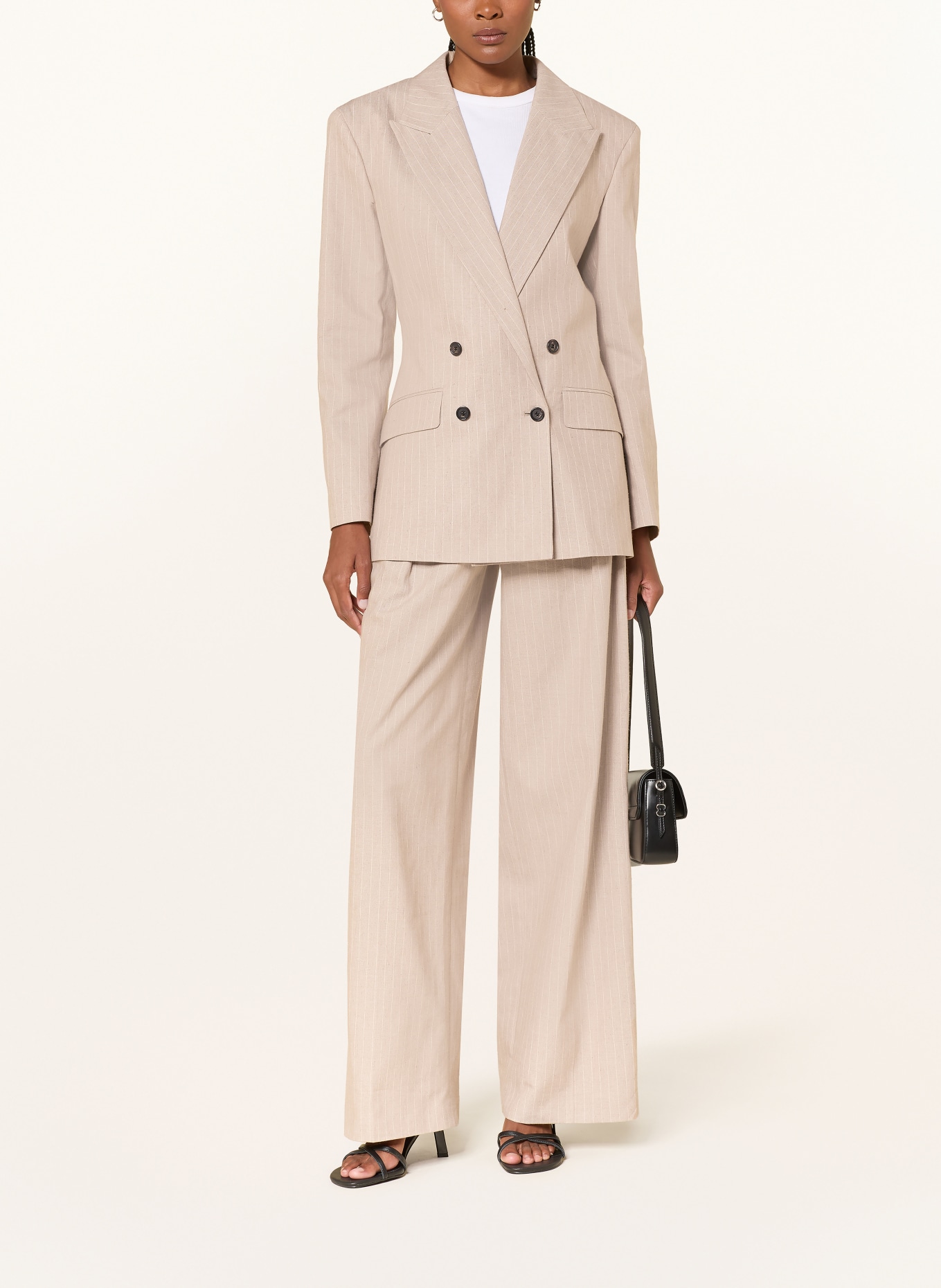 HUGO Blazer AZENIA mit Glitzergarn: HELLBRAUN / CREME