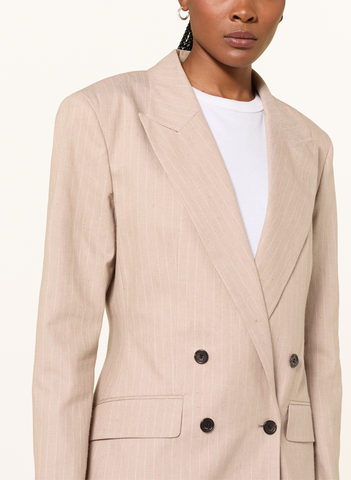 HUGO Blazer AZENIA mit Glitzergarn: HELLBRAUN / CREME