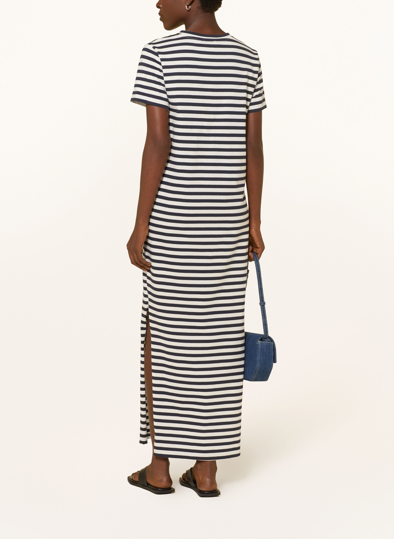 CLOSED Jerseykleid: WEISS / DUNKELBLAU