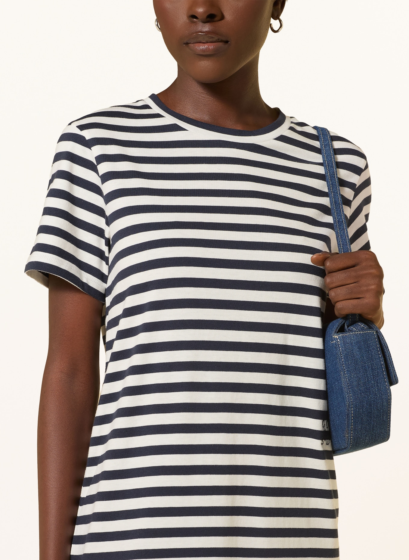 CLOSED Jerseykleid: WEISS / DUNKELBLAU