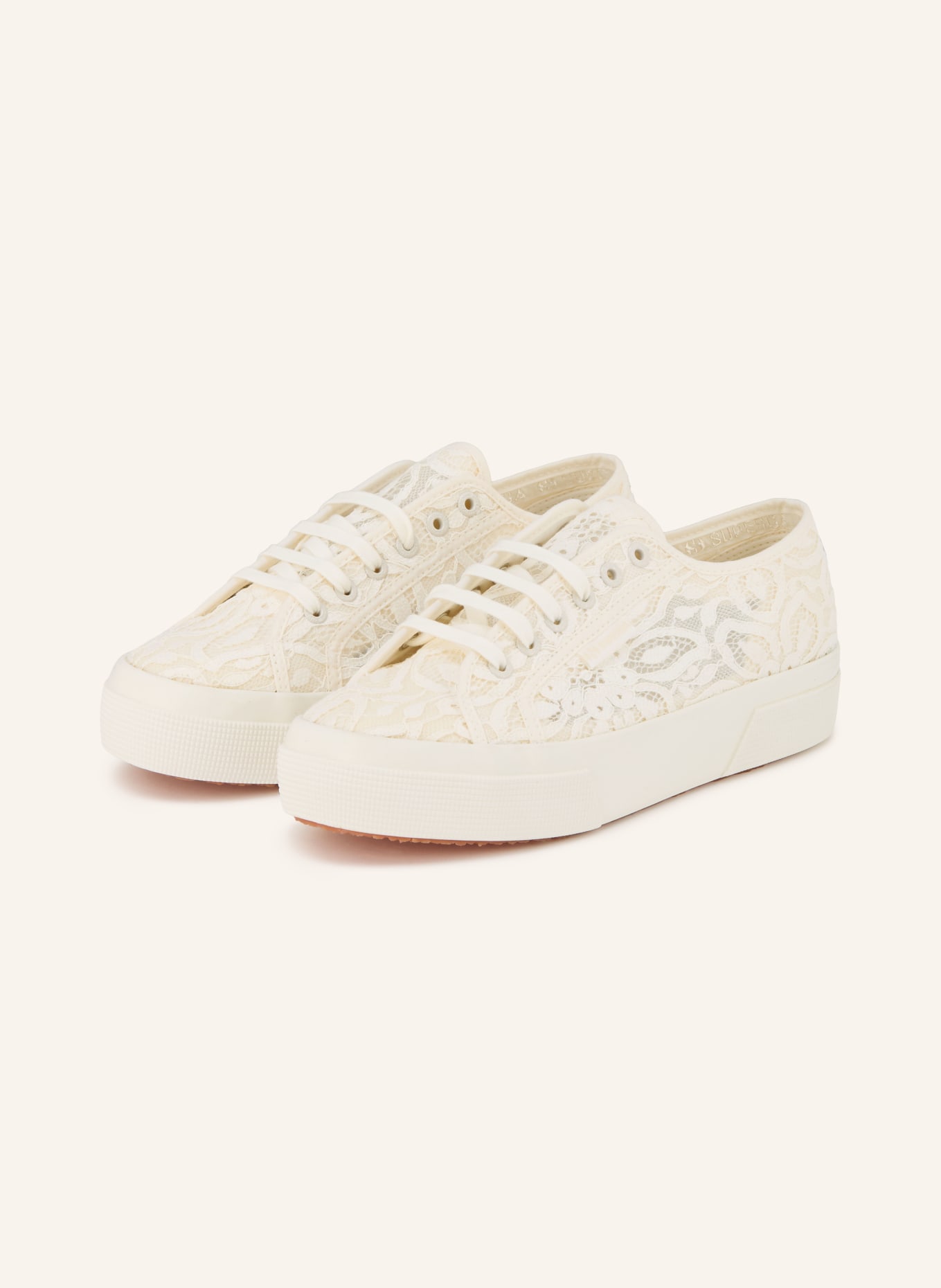 SUPERGA Baskets PIZZO en dentelle: CRÈME