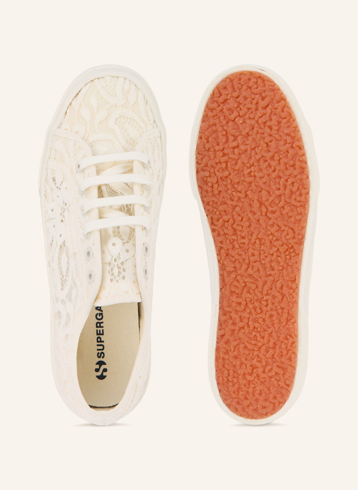 SUPERGA Baskets PIZZO en dentelle: CRÈME