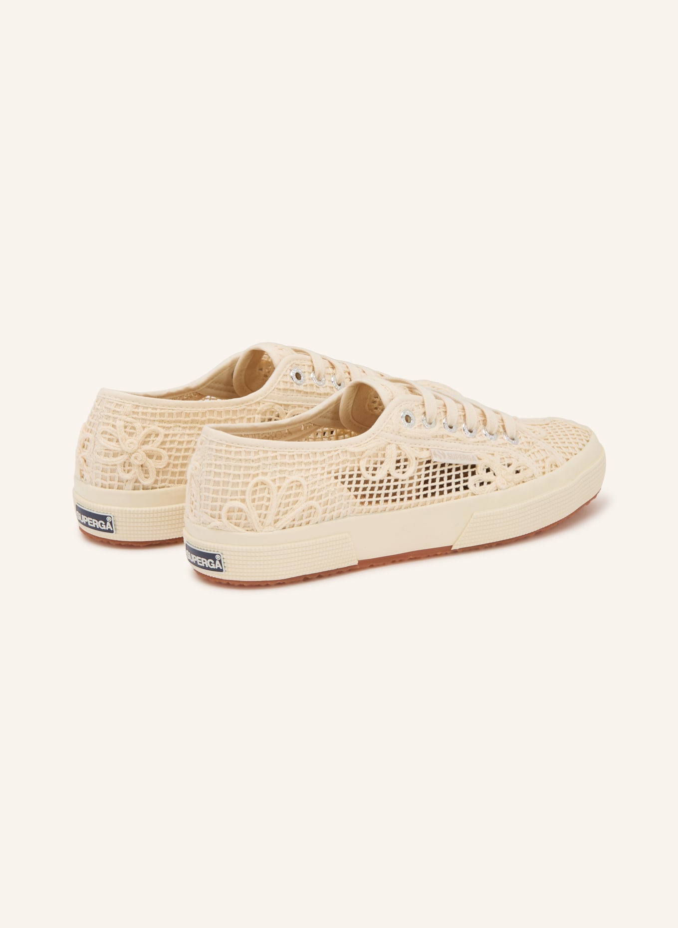 SUPERGA Tenisky NET FLOWER CROCHET: KRÉMOVÁ