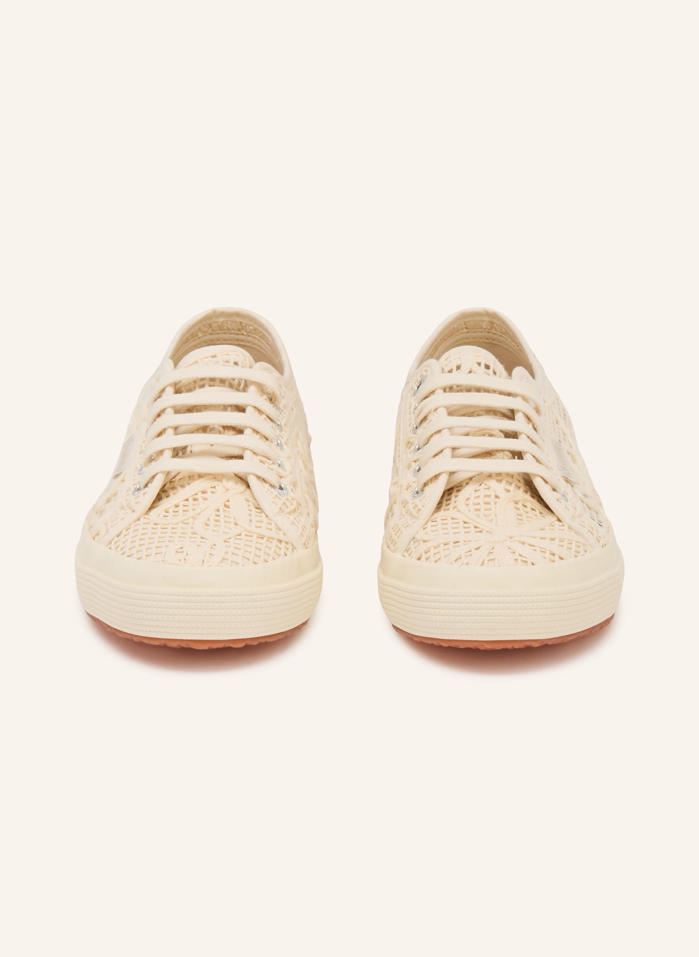 SUPERGA Tenisky NET FLOWER CROCHET: KRÉMOVÁ