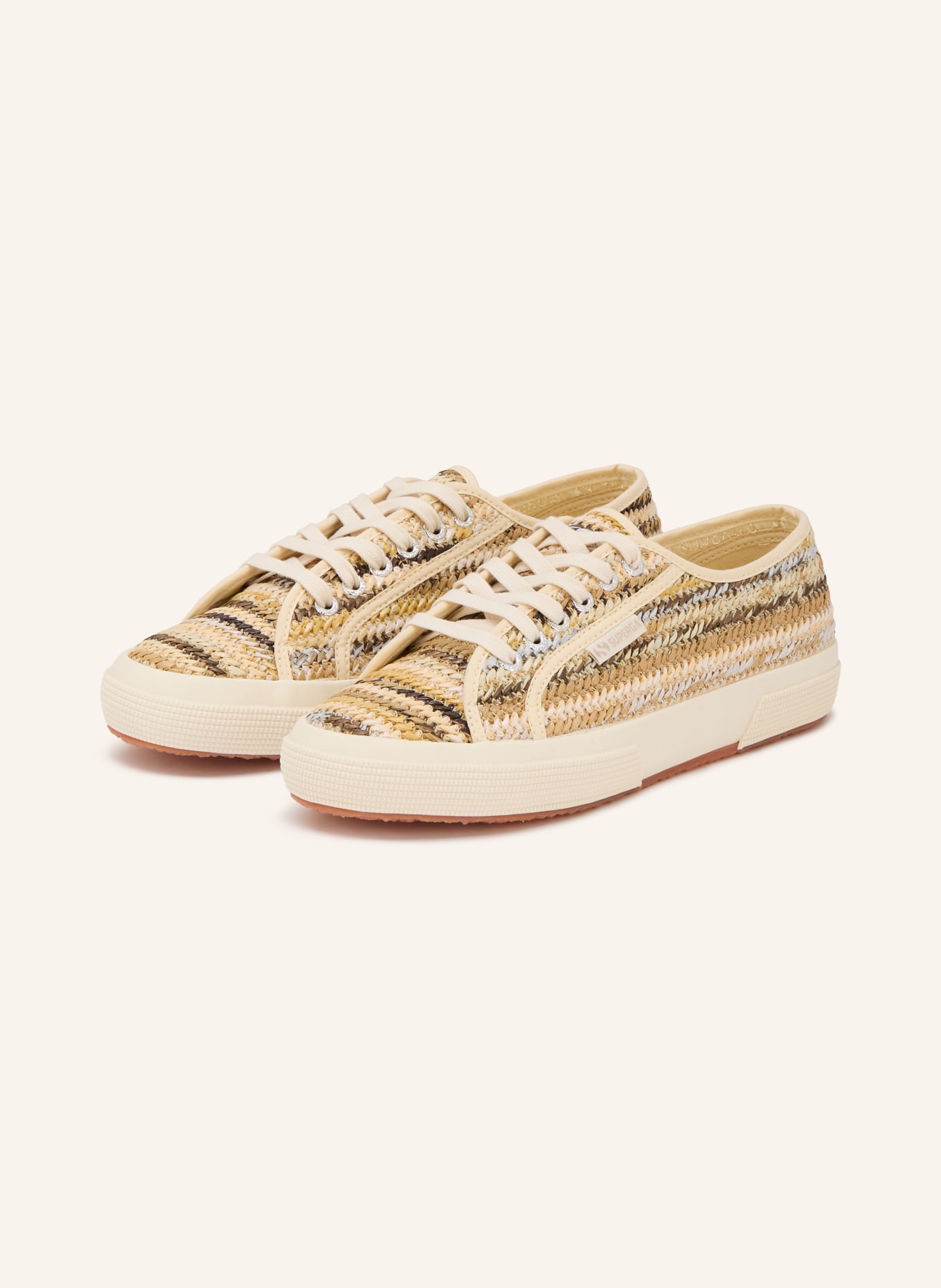 SUPERGA Tenisky 2750 RAFFIA: KRÉMOVÁ / BÉŽOVÁ / TMAVĚ ŠEDÁ