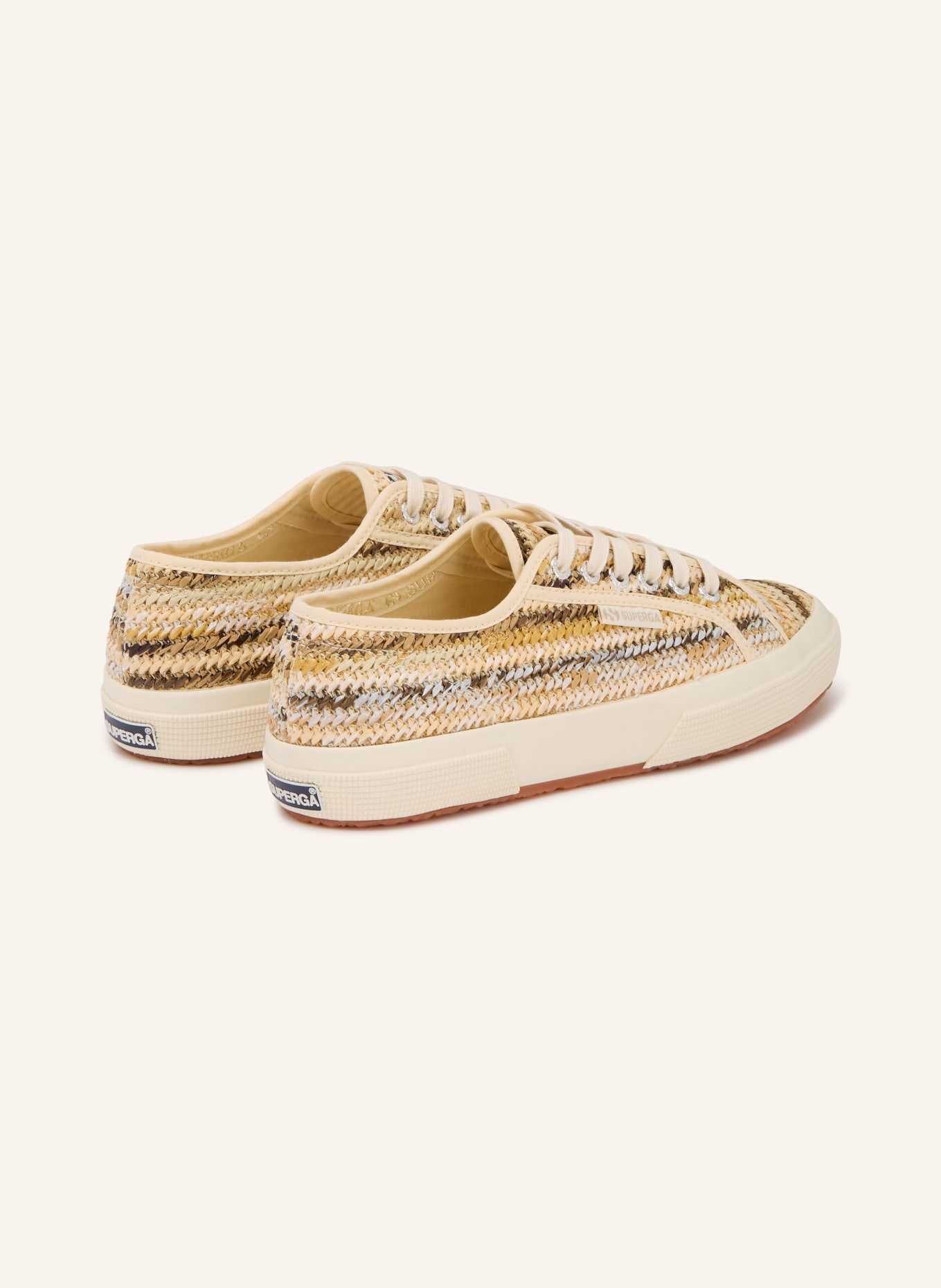 SUPERGA Tenisky 2750 RAFFIA: KRÉMOVÁ / BÉŽOVÁ / TMAVĚ ŠEDÁ