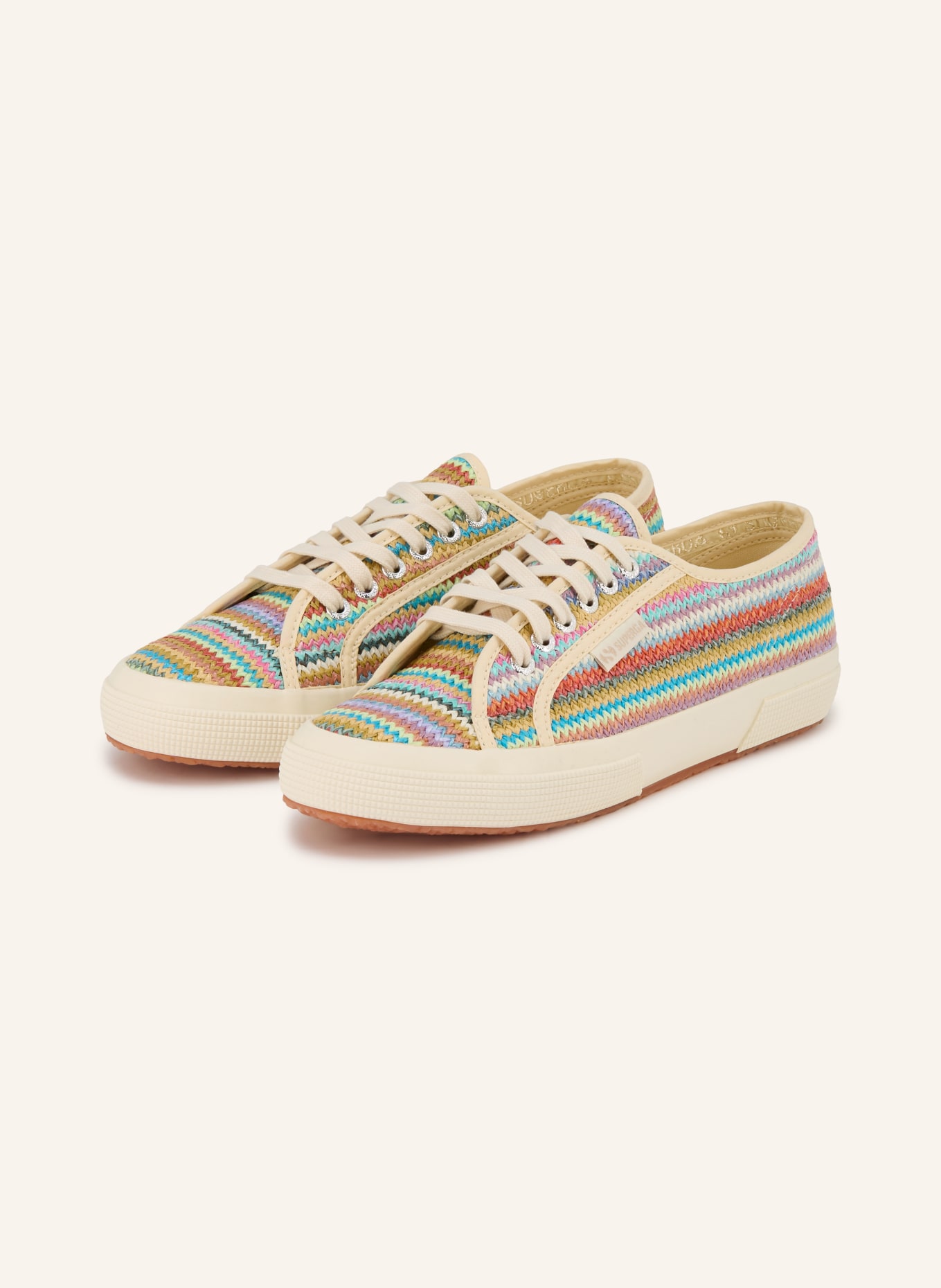 SUPERGA Sneaker 2750 RAFFIA: WEISS / HELLLILA / HELLROT