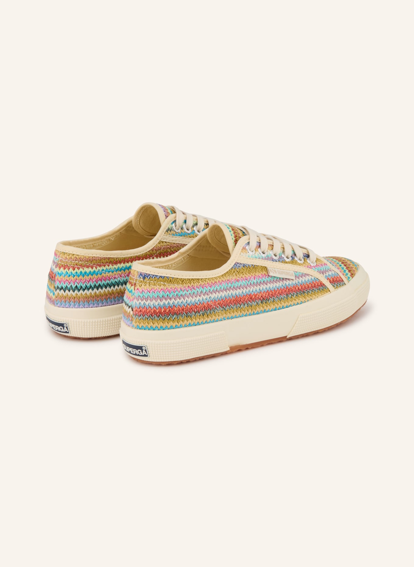 SUPERGA Sneaker 2750 RAFFIA: WEISS / HELLLILA / HELLROT