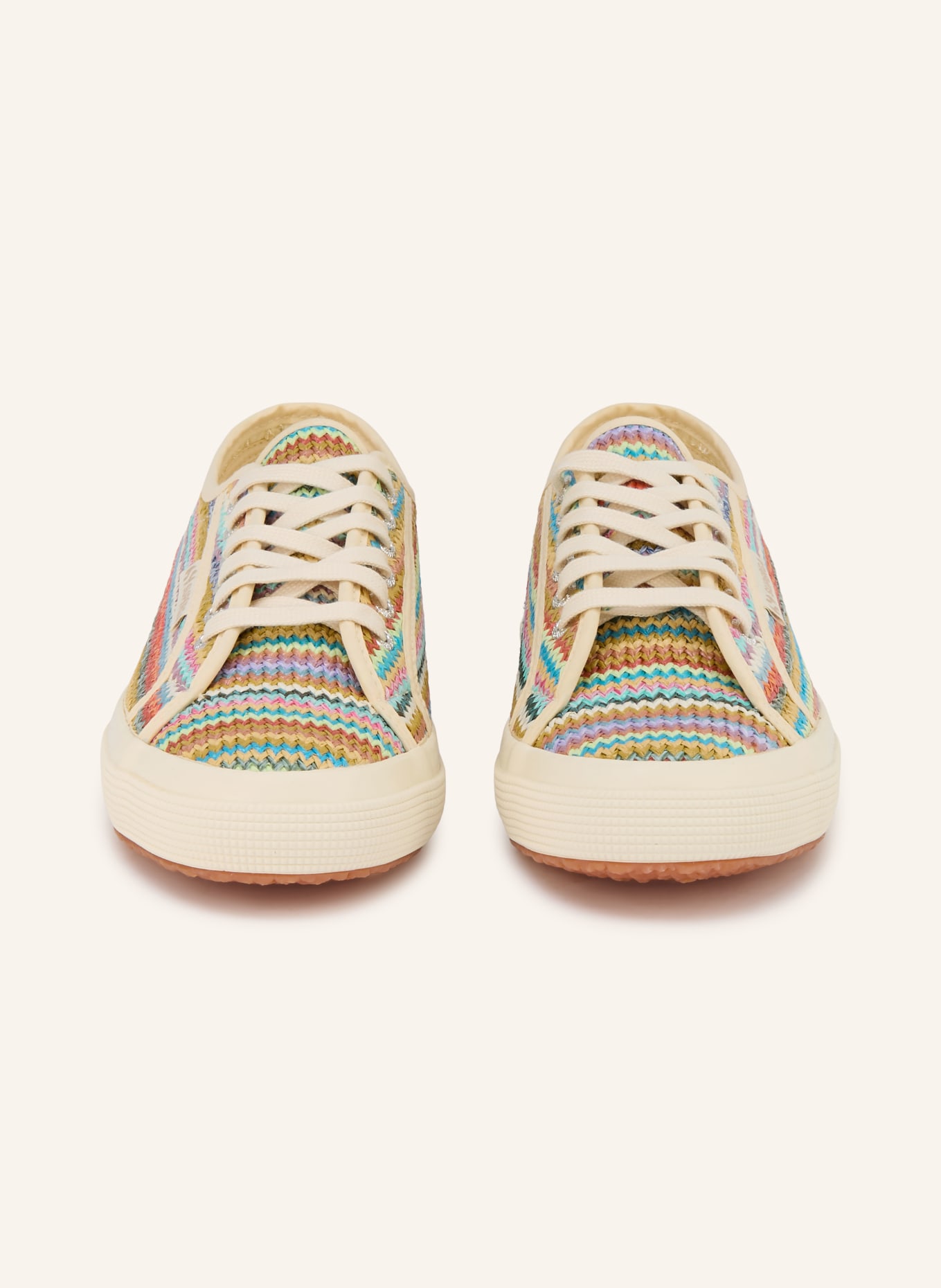 SUPERGA Sneaker 2750 RAFFIA: WEISS / HELLLILA / HELLROT