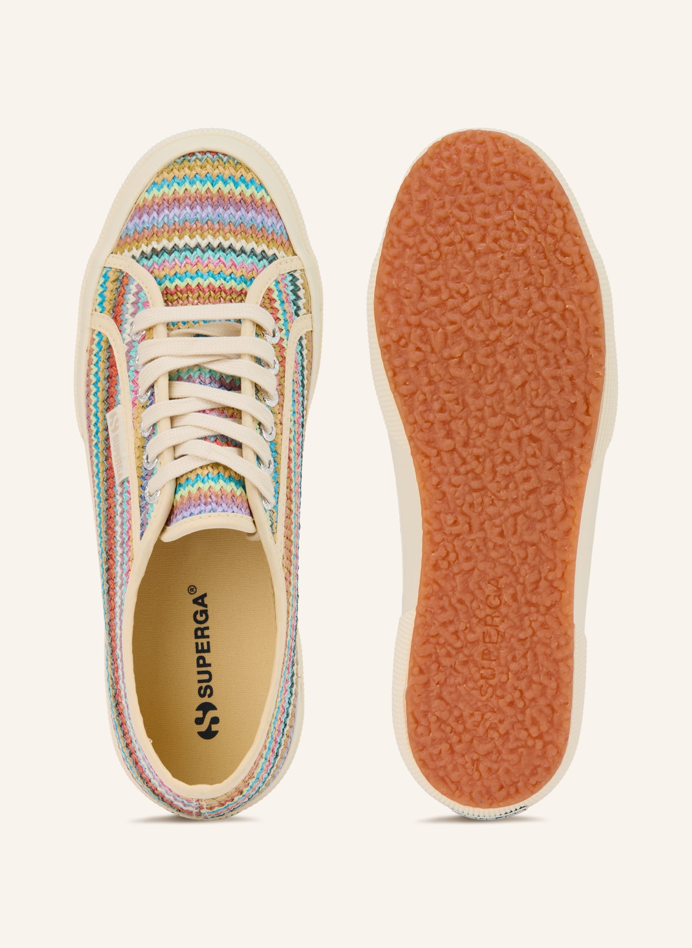 SUPERGA Sneaker 2750 RAFFIA: WEISS / HELLLILA / HELLROT