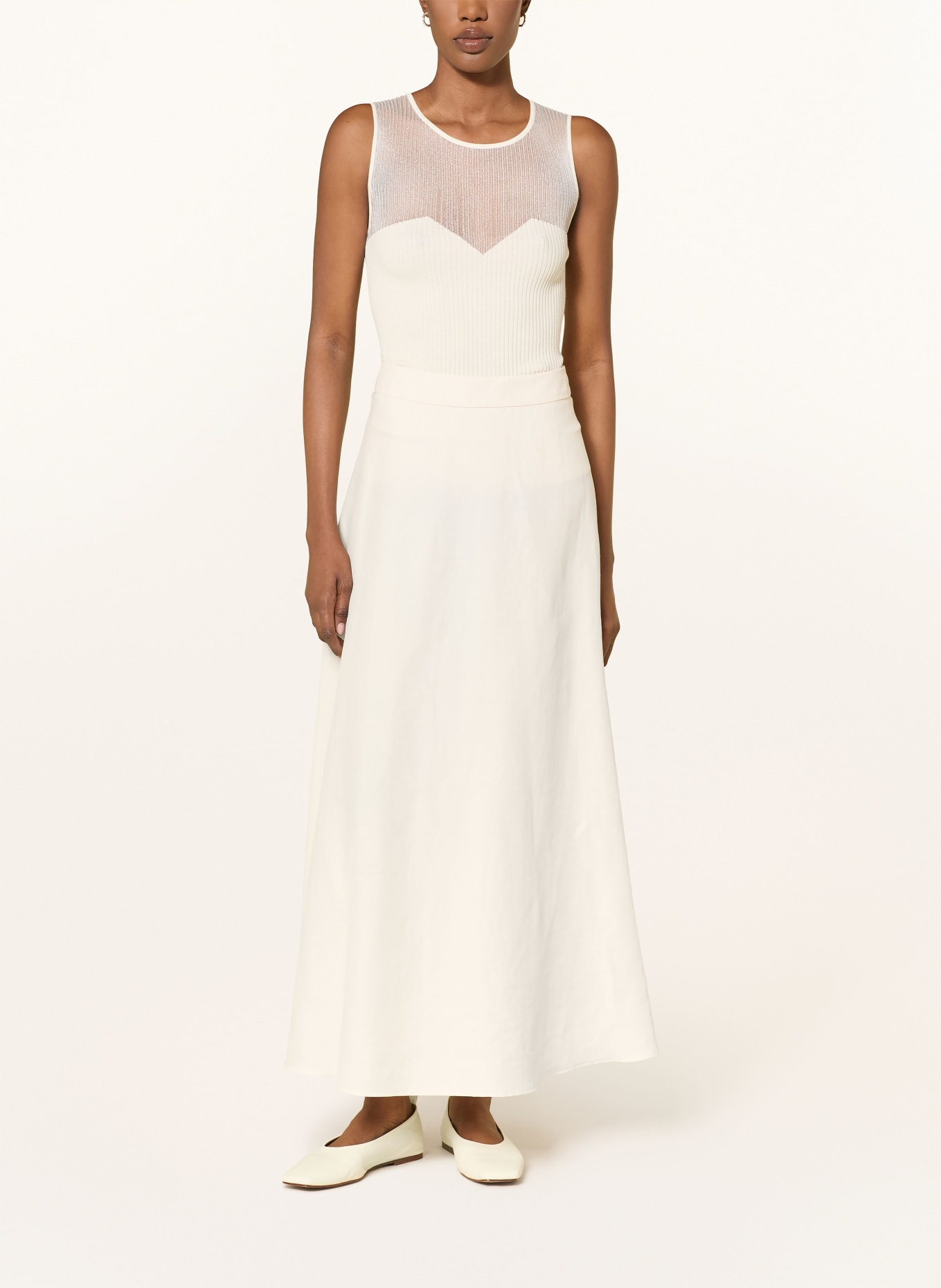 LUISA CERANO Sukně z lnu: KRÉMOVÁ