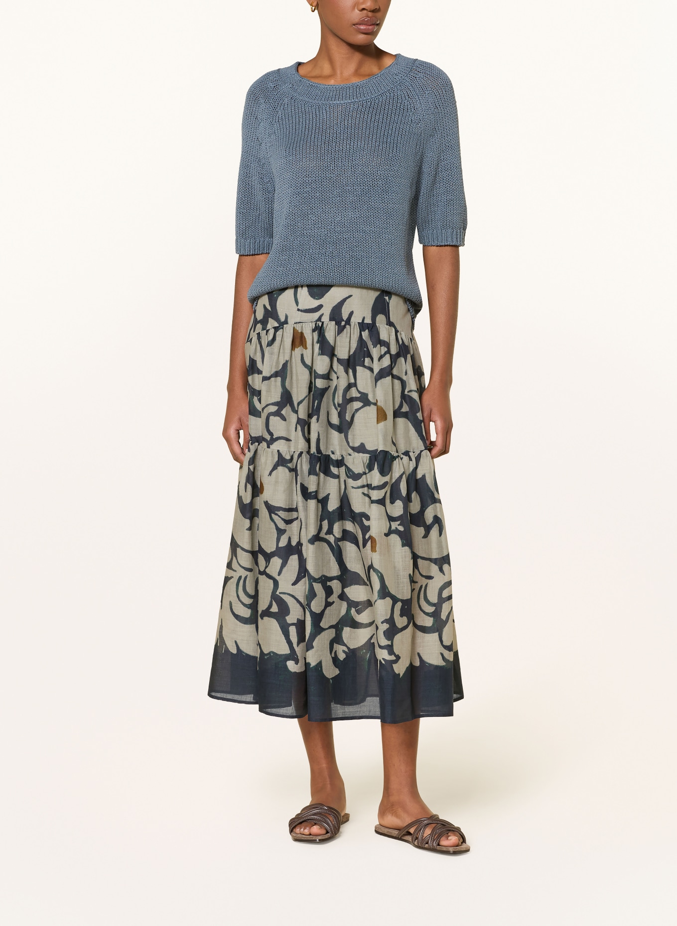 LUISA CERANO Rok: DONKERBLAUW / OLIJF / LICHTGROEN