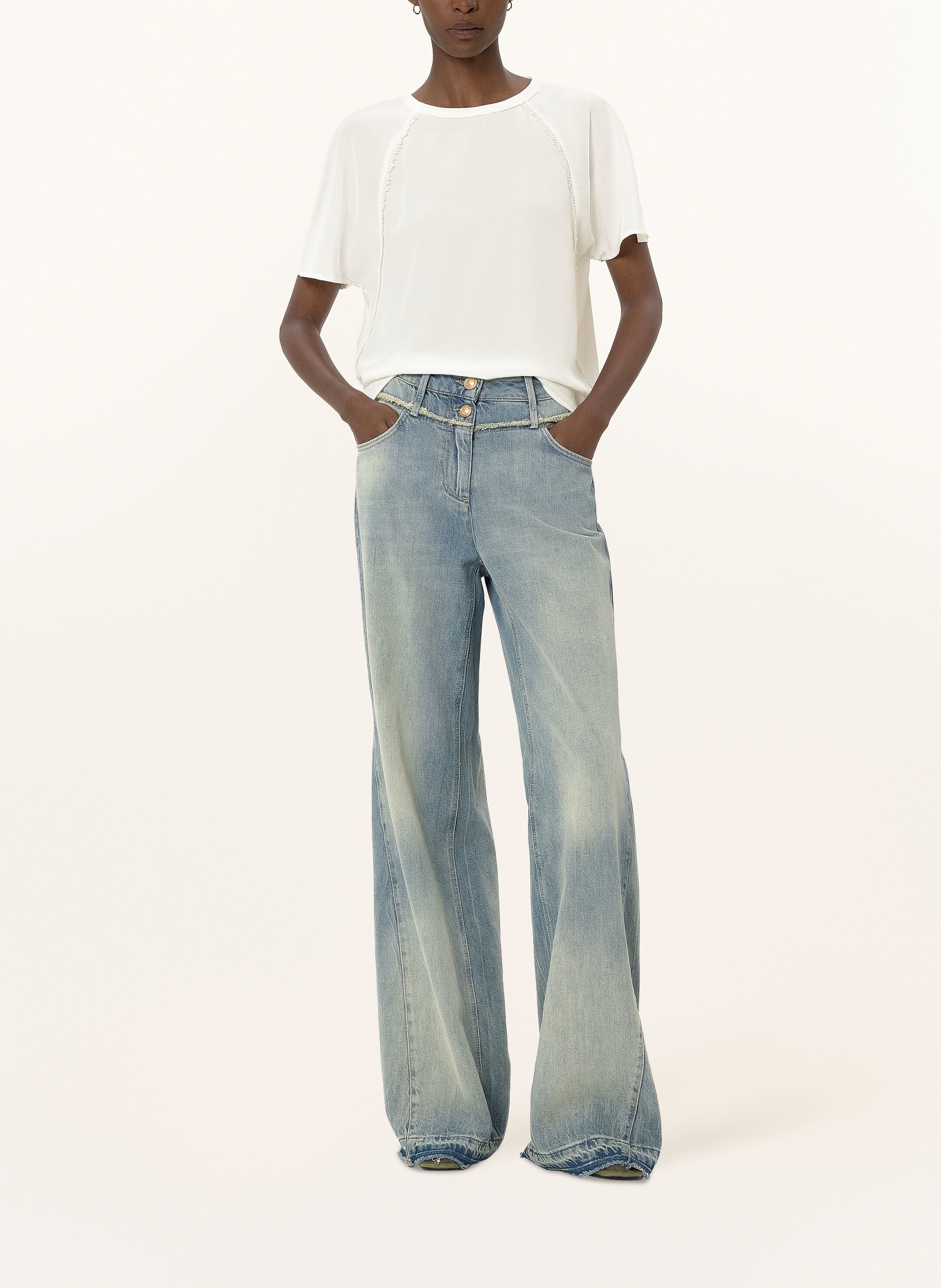 LUISA CERANO Bluzka z mieszanki materiałów: BIAŁY