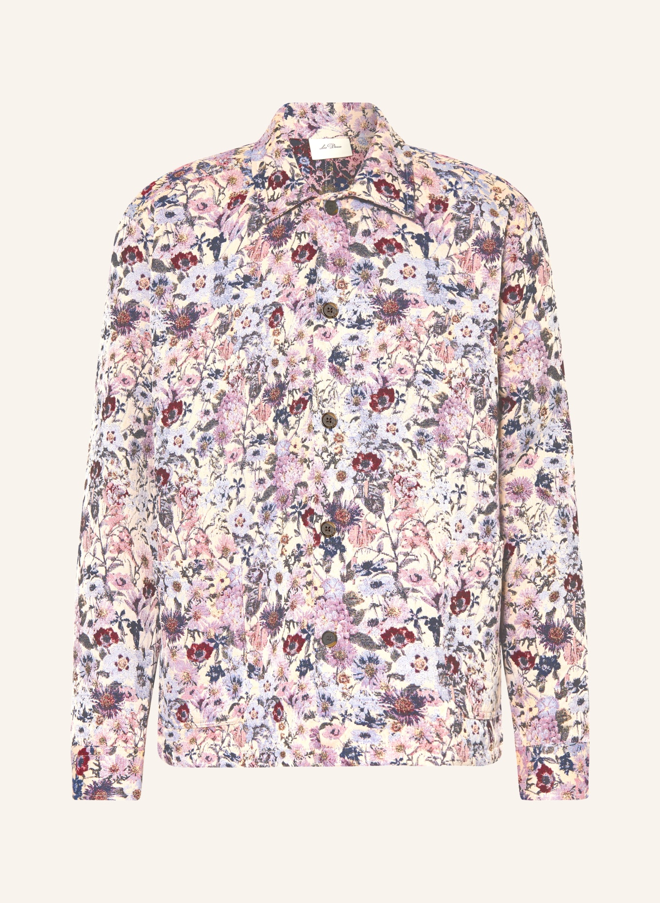 LES DEUX Jacquard Overjacket HUGH: PURPLE / CREAM / BLUE